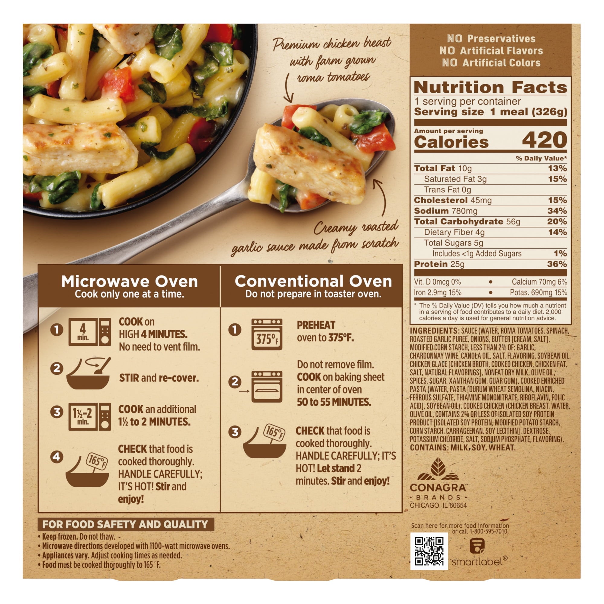 Marie Callender's Roasted Garlic Chicken Pasta Bowl Frozen Meal 11.5 Oz