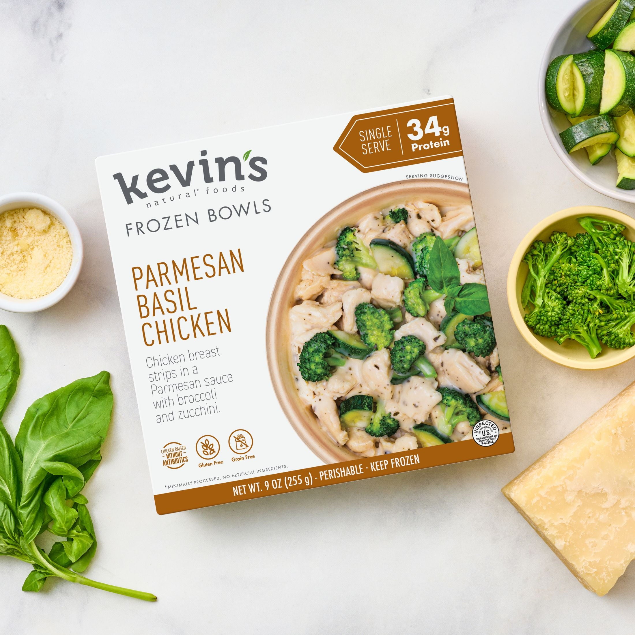 Kevin's Natural Foods Parmesan Basil Chicken Frozen Meal 9.5 Oz