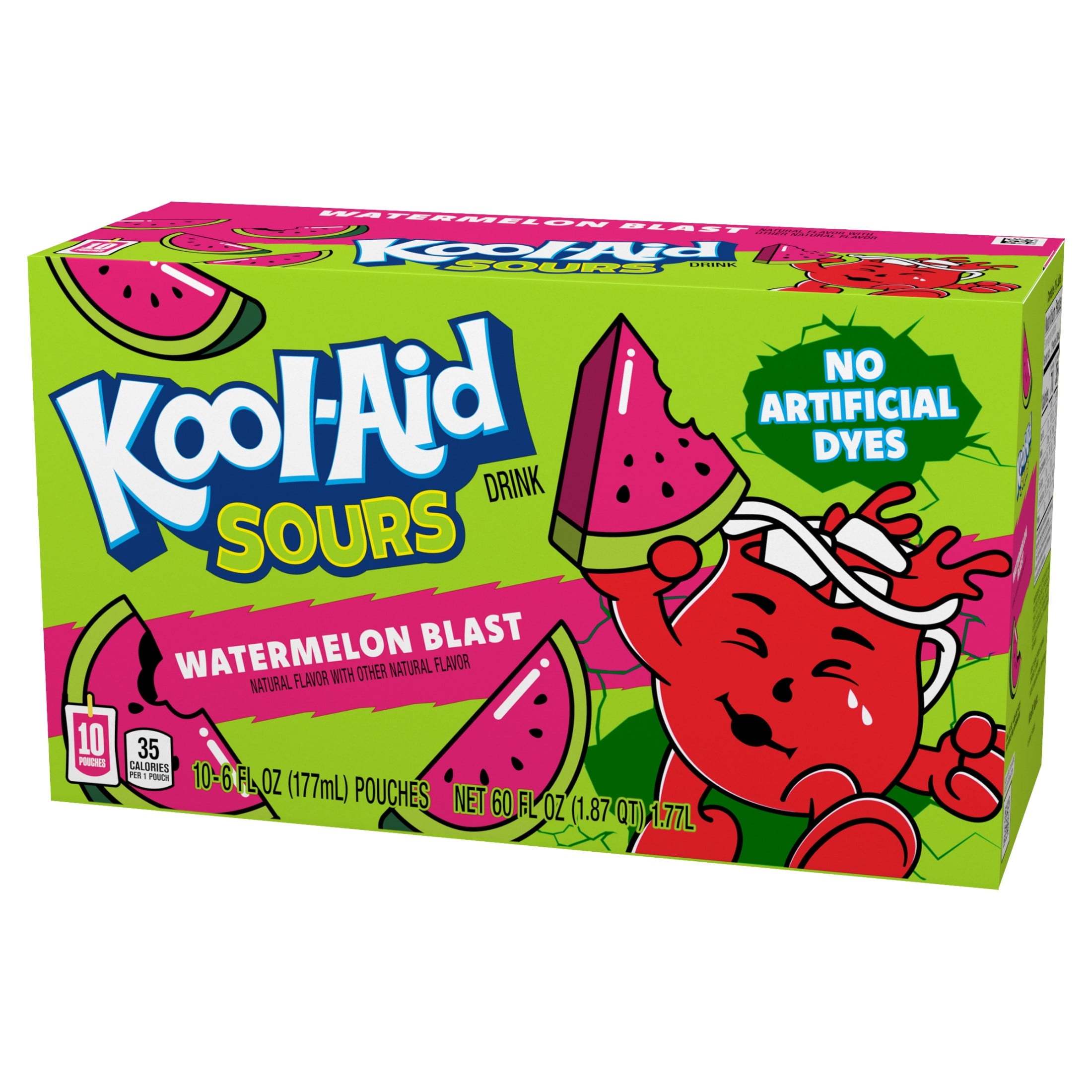 Kool-Aid Sours Watermelon Blast Natural Flavor Drink 6 fl oz 10 Pouches