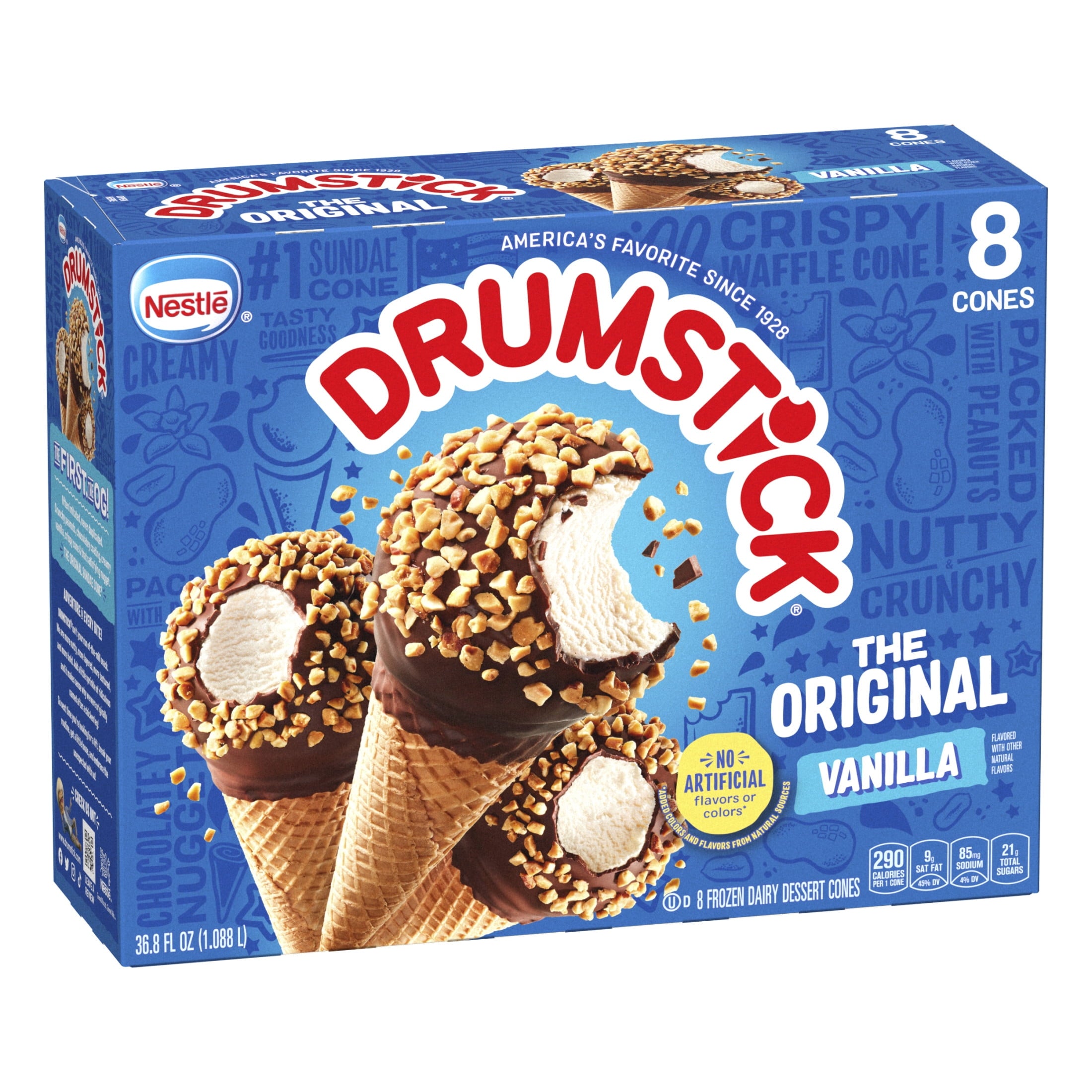 Drumstick Original Vanilla Sundae Cones 8 Count 36.8 Fl Oz