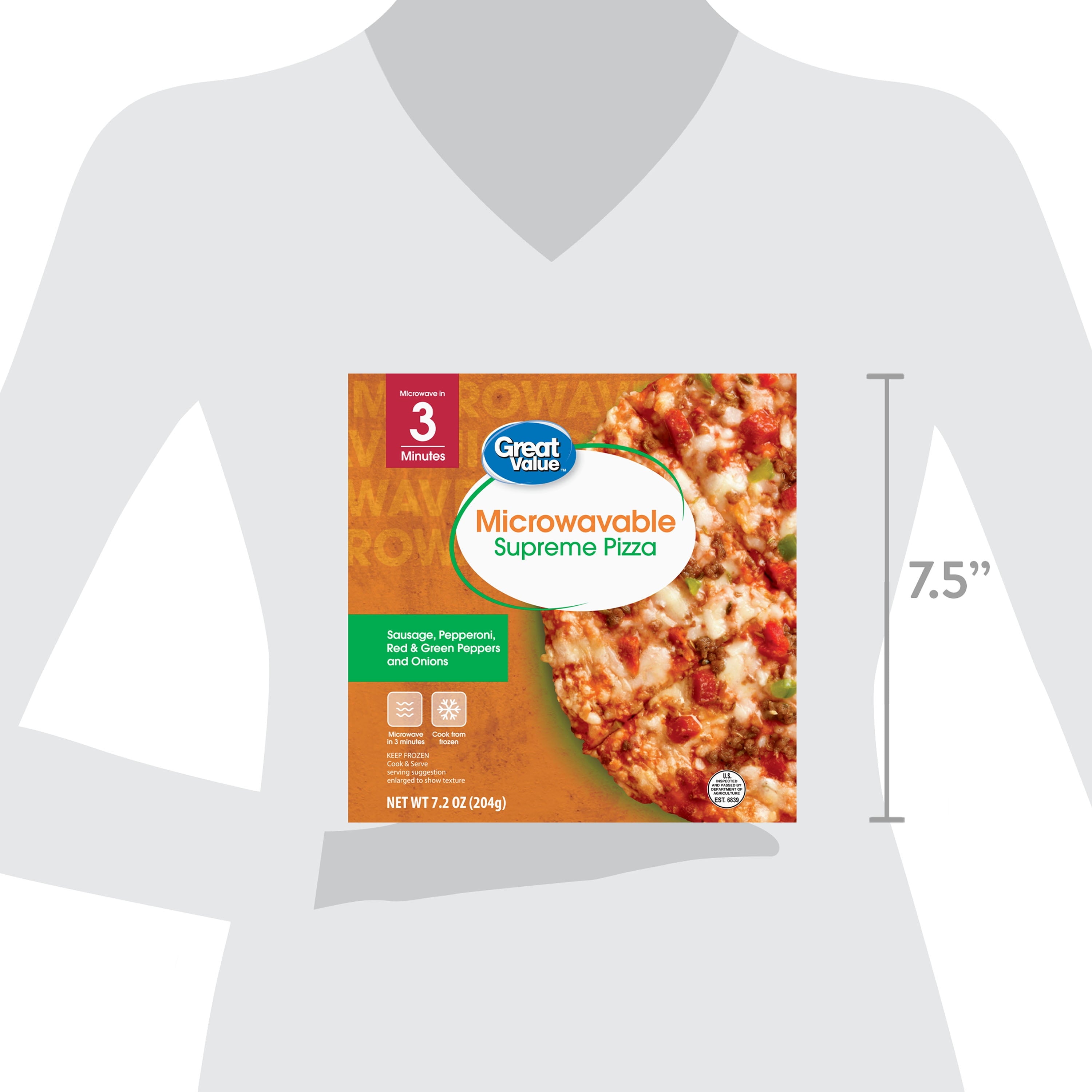 Great Value Microwavable Supreme Frozen Pizza 7.2 Oz