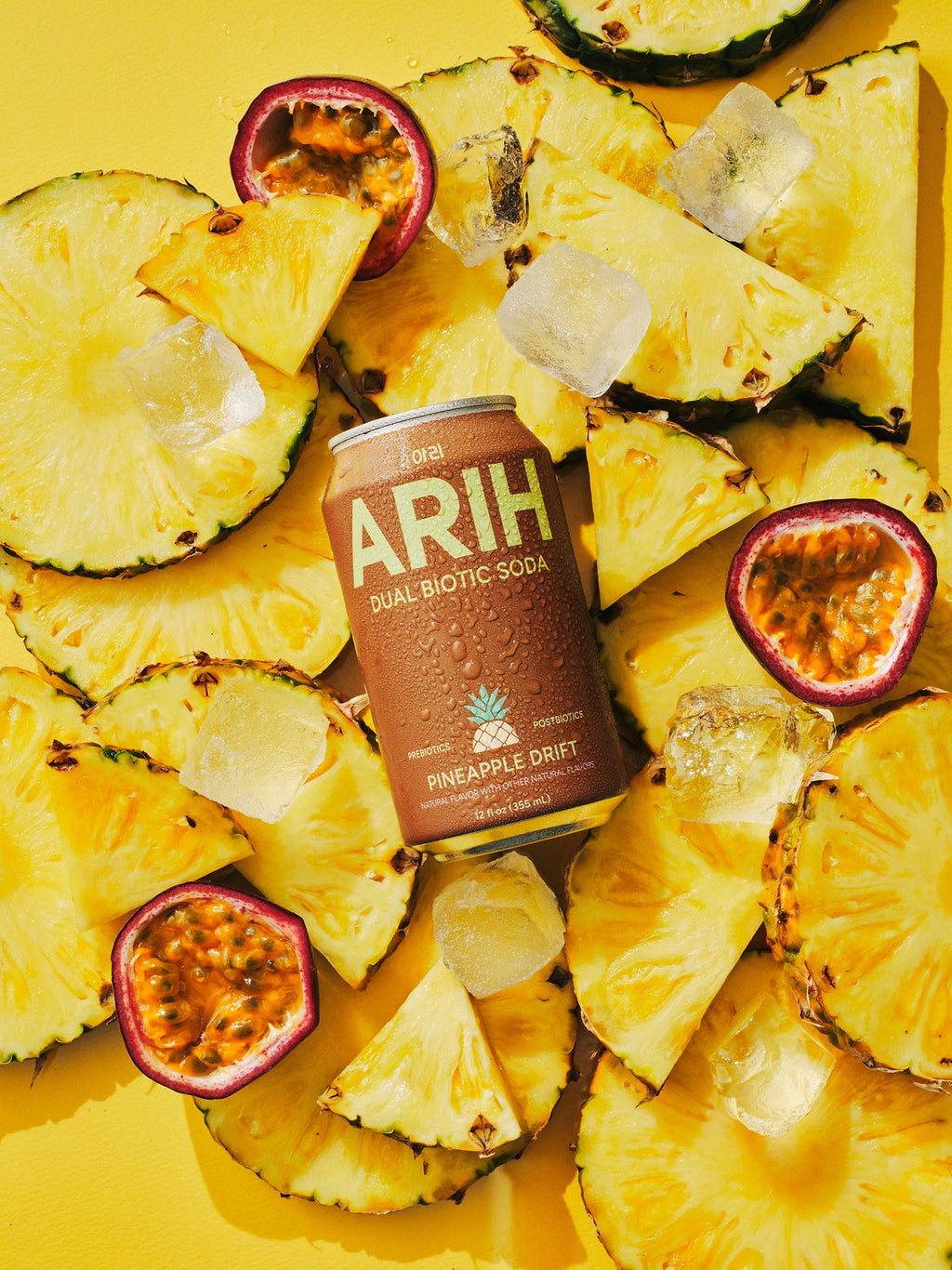 ARIH Dual Biotic Pineapple Drift Prebiotic Postbiotic Soda 12 fl oz