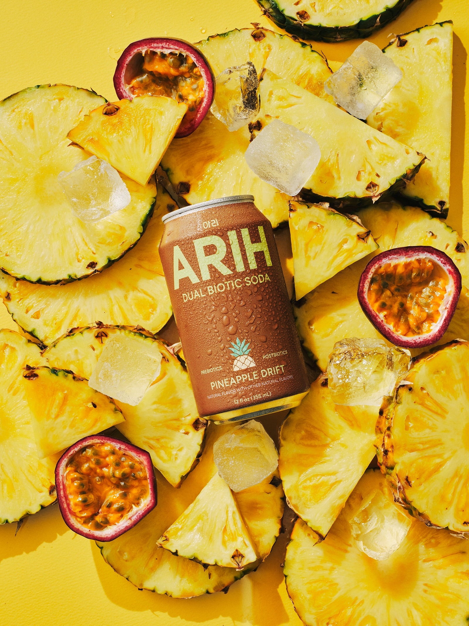 ARIH Dual Biotic Pineapple Drift Prebiotic Postbiotic Soda 12 fl oz