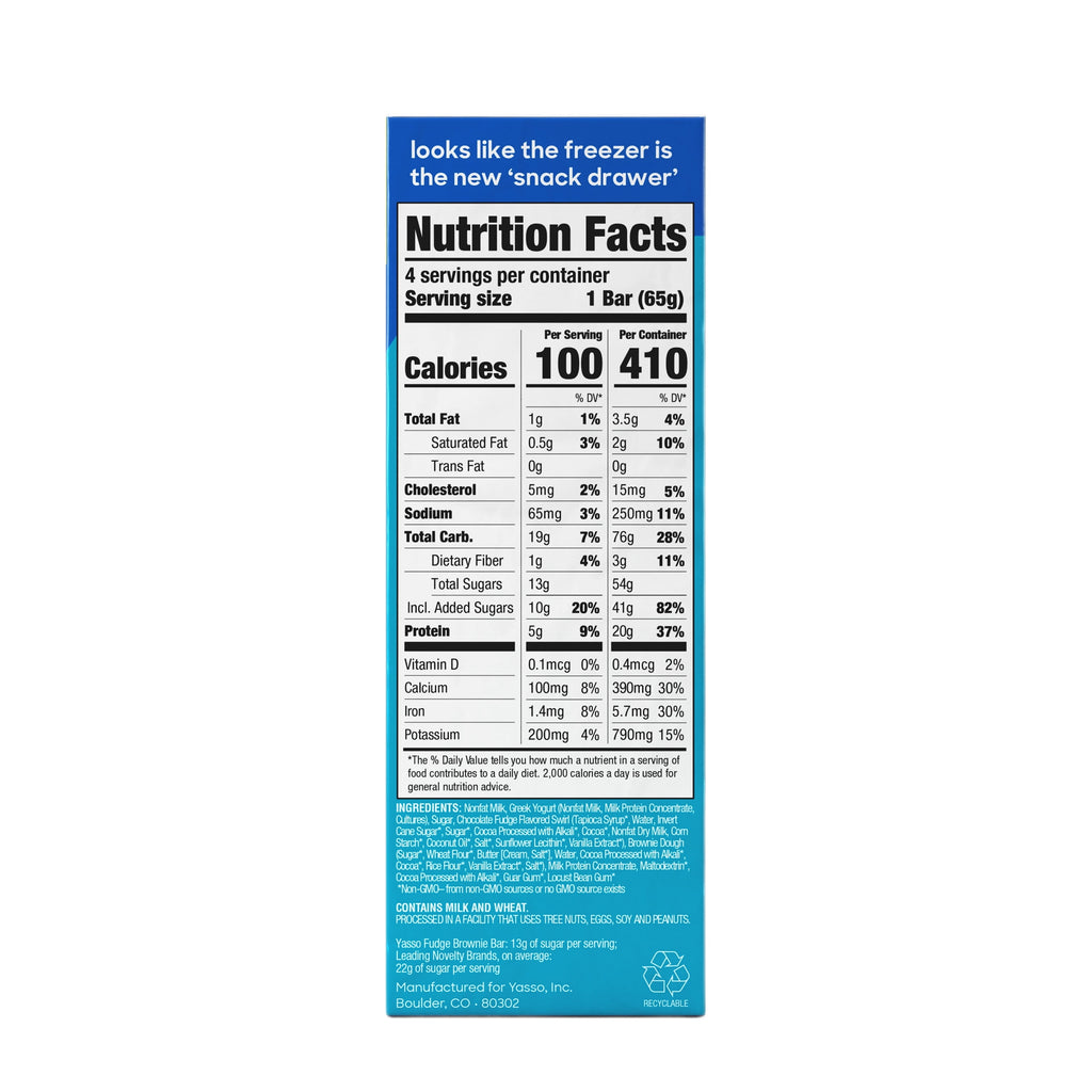 Yasso Greek Yogurt Creamy Fudge Brownie Ice Cream Bars 4 Count 14 Fl Oz Box