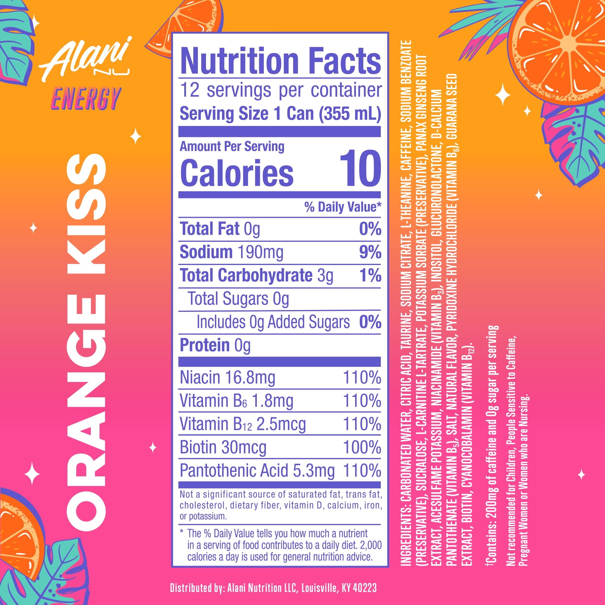 Alani Nu Orange Kiss Energy Drink 12 fl oz Single Can
