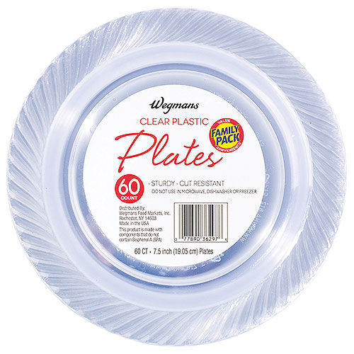 Wegmans Plastic Plates Clear 7.5 Inch 60 Count Family Pack