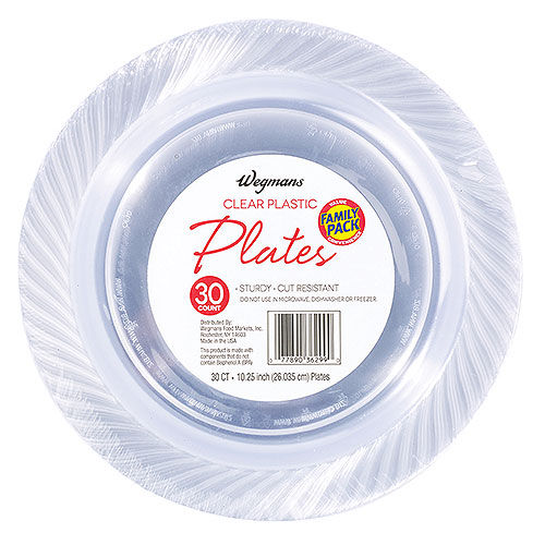 Wegmans Clear Plastic 10.25" Plates 30 Count Family Pack