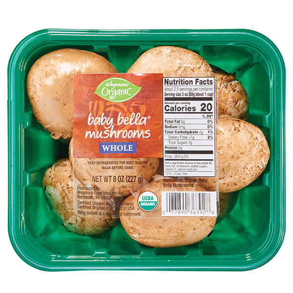 Wegmans Organic Whole Baby Bella Mushrooms 8 Oz