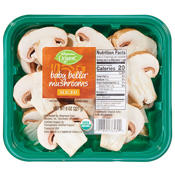 Wegmans Organic Sliced Baby Bella Mushrooms 8 Oz