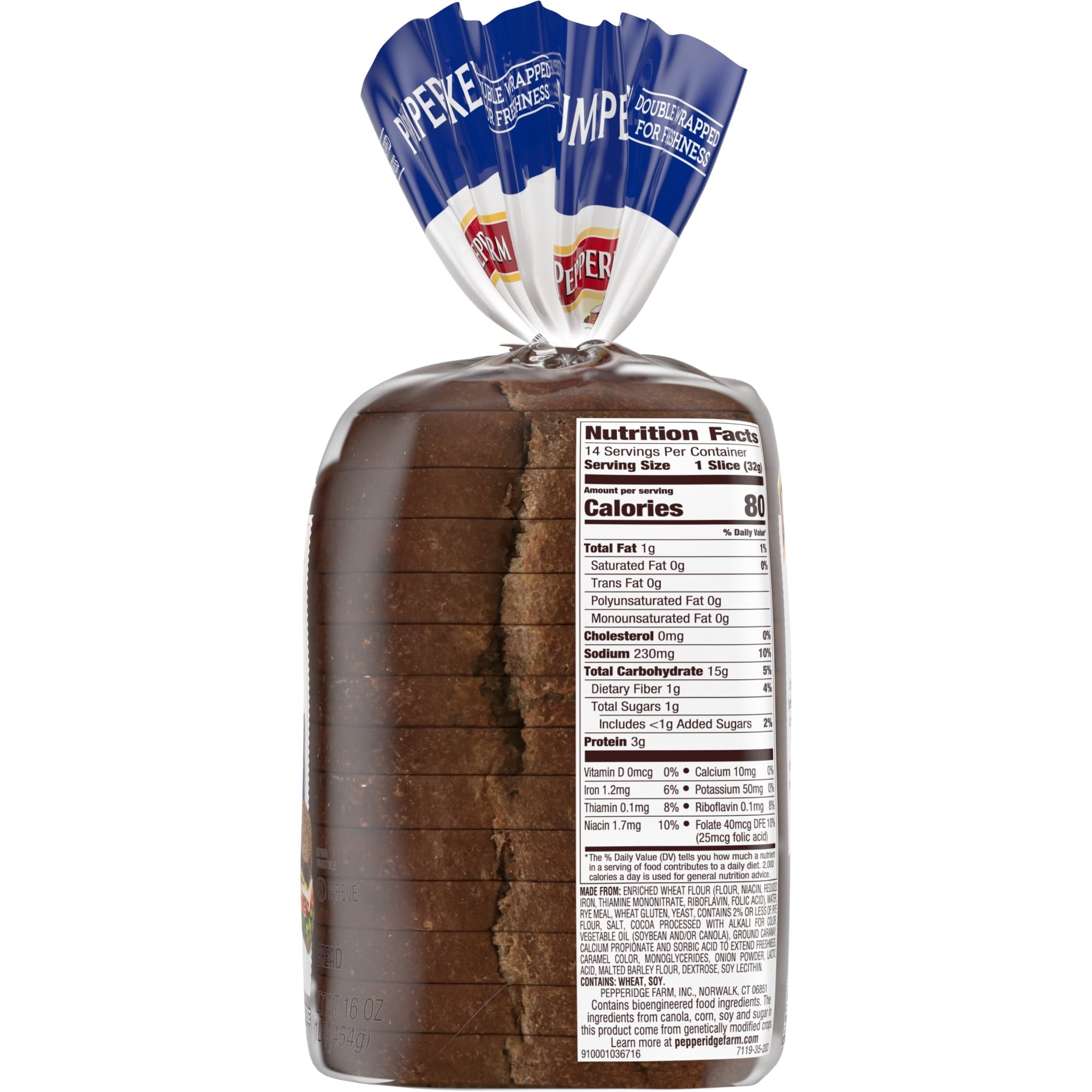 Jewish Pumpernickel Dark Pump Bread 16 Oz Loaf