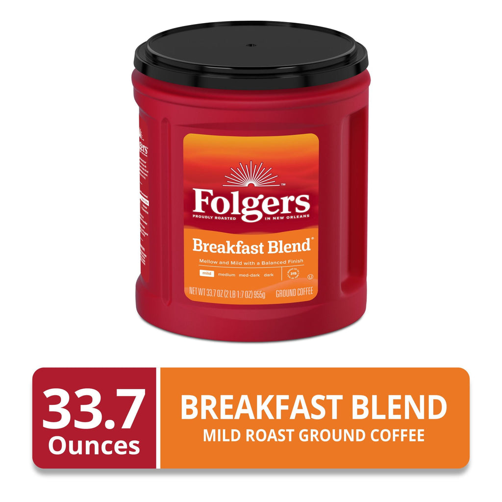 Folgers Breakfast Blend Mild Roast Naturally Caffeinated Ground Coffee 33.7 oz Canister