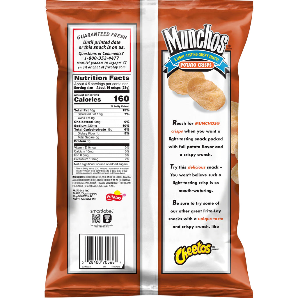 Classic Flavor Potato Snack Chips 4.25 Oz Munchos