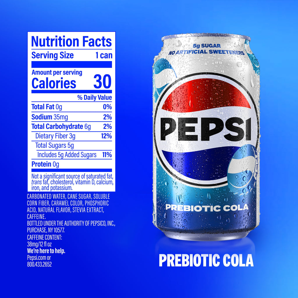 Pepsi Prebiotic Cola Soda Pop Cans 12 Fl Oz 8 Pack