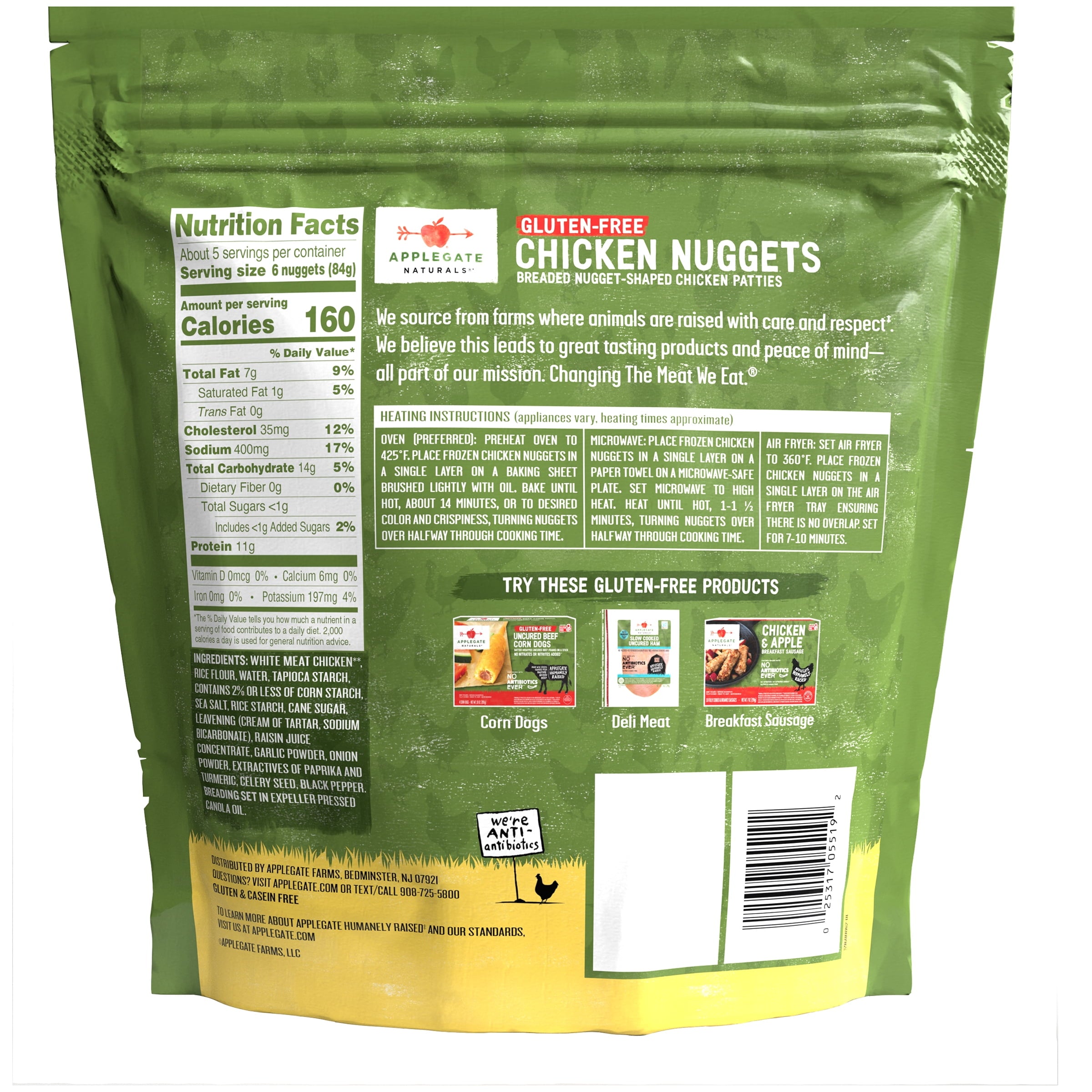 Applegate Natural Gluten Free Chicken Nuggets Frozen 16 Oz
