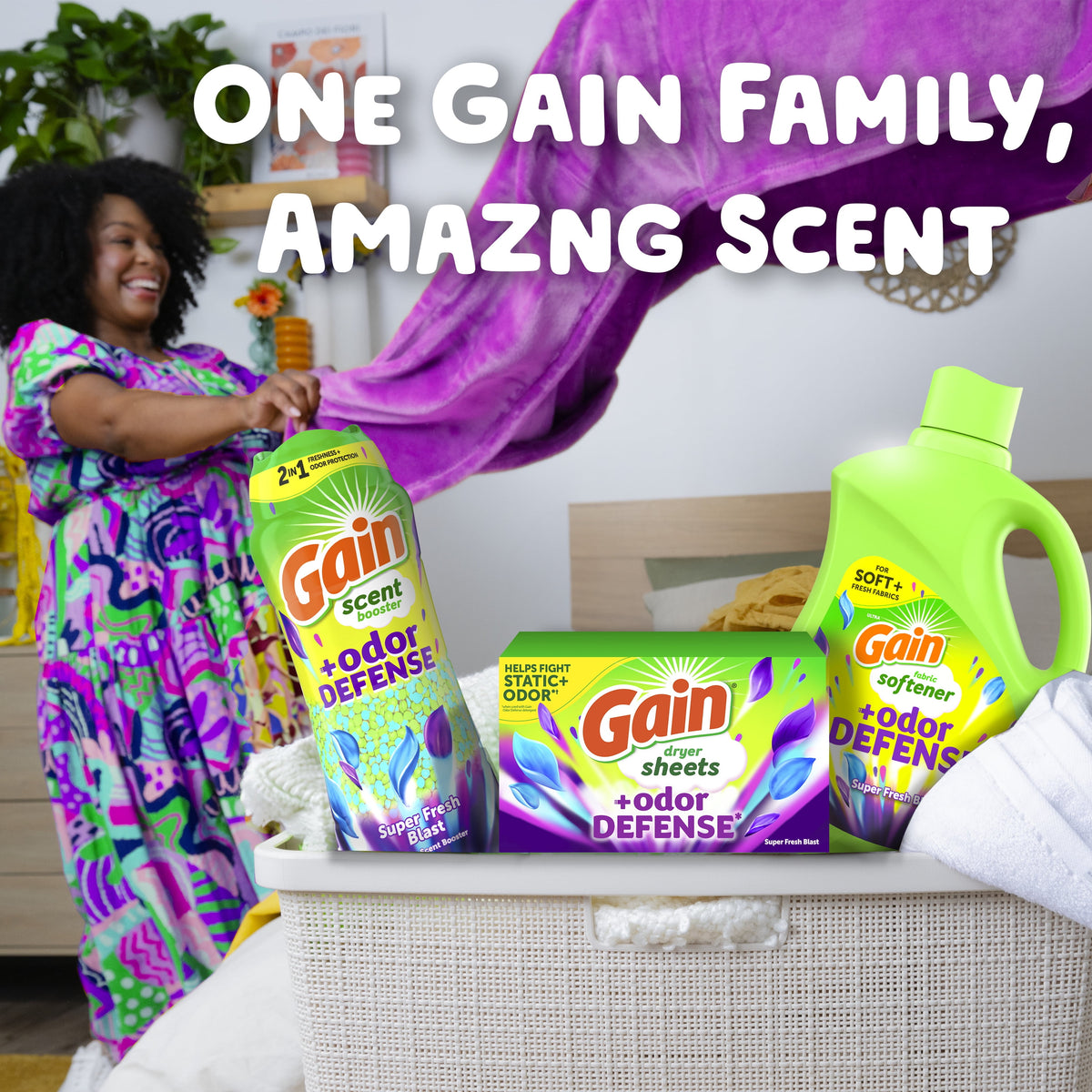 Gain Odor Defense Liquid Fabric Softener Super Fresh Blast Scent 35 fl oz 48 Loads