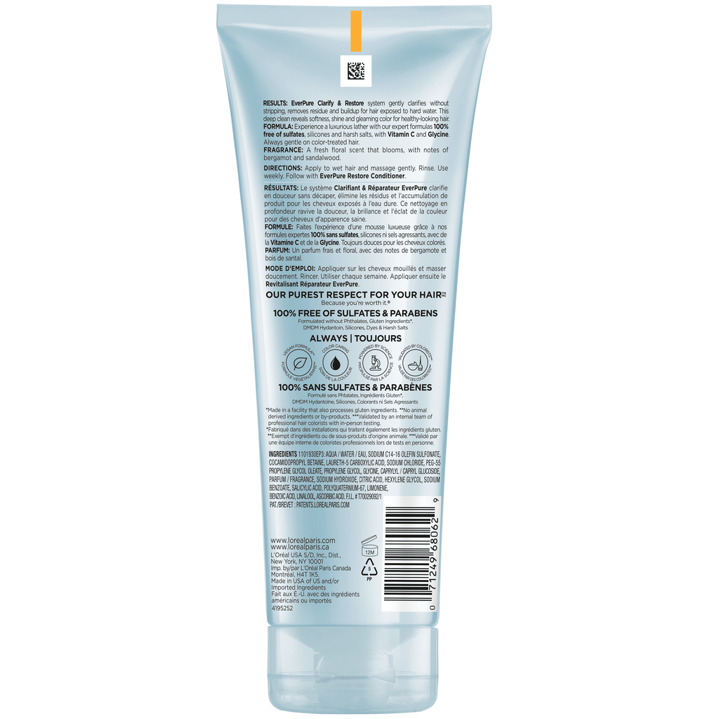 L'Oreal Paris Ever Pure Clarifying Shampoo with Vitamin C and Glycine for All Hair Types 6.8 fl oz