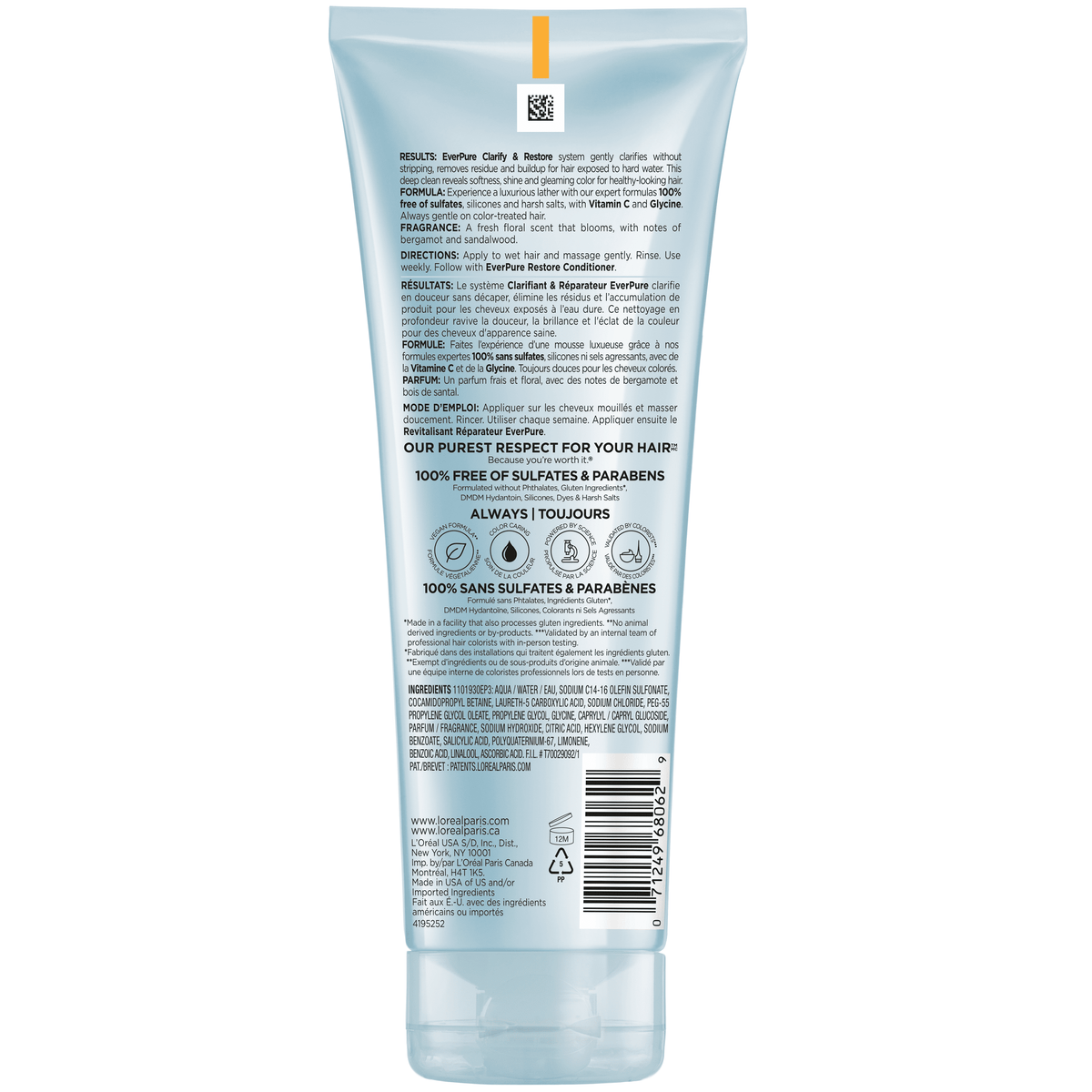 L'Oreal Paris Ever Pure Clarifying Shampoo with Vitamin C and Glycine for All Hair Types 6.8 fl oz