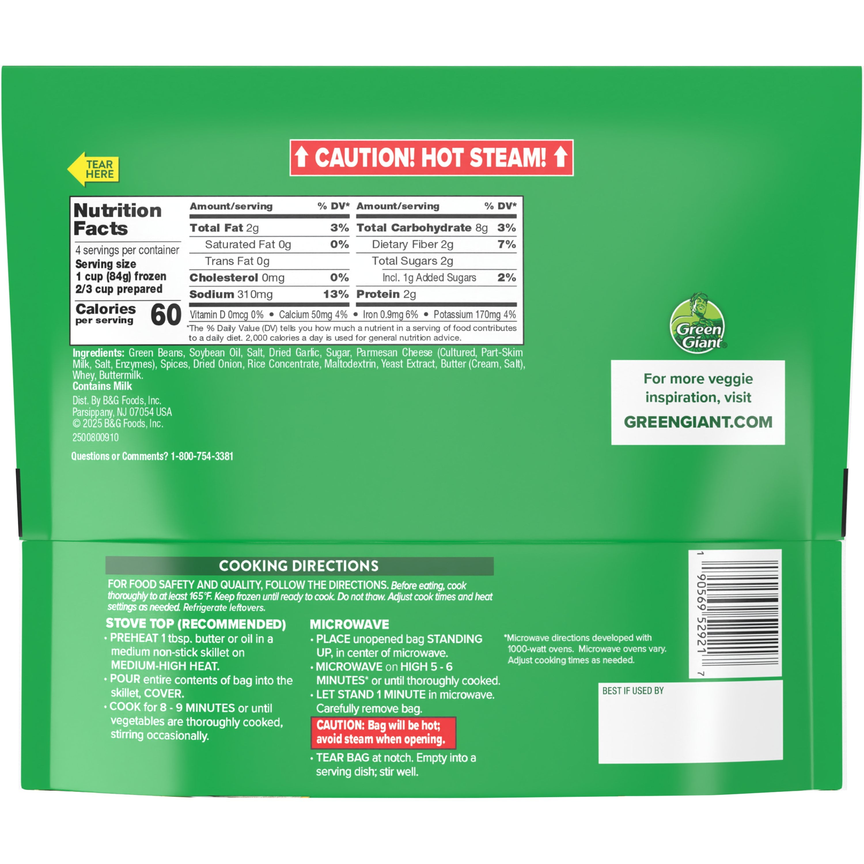 Green Giant Restaurant Style Garlic Parmesan Green Beans Frozen 12 Oz