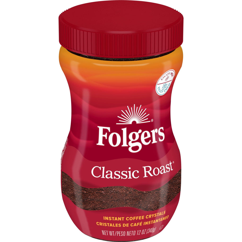 Folgers Classic Roast Naturally Caffeinated Medium Instant Coffee 12 oz Jar