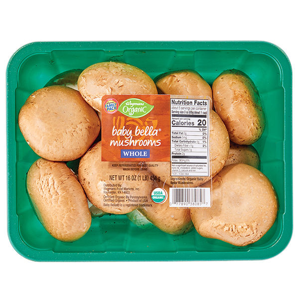 Wegmans Organic Whole Baby Bella Mushrooms Family Pack 16 Oz