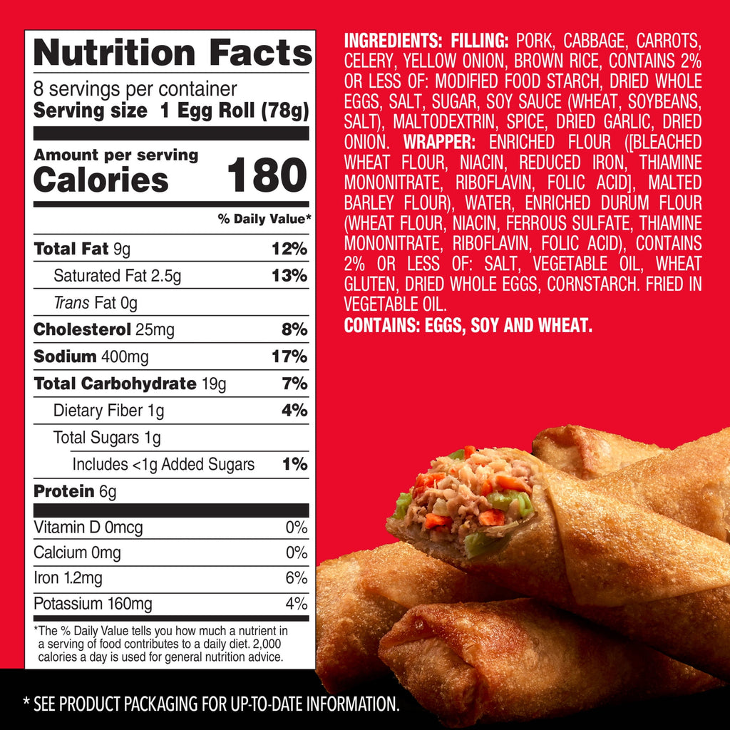 Pagoda Frozen Crunchy Crispy Pork Egg Rolls 22 Oz