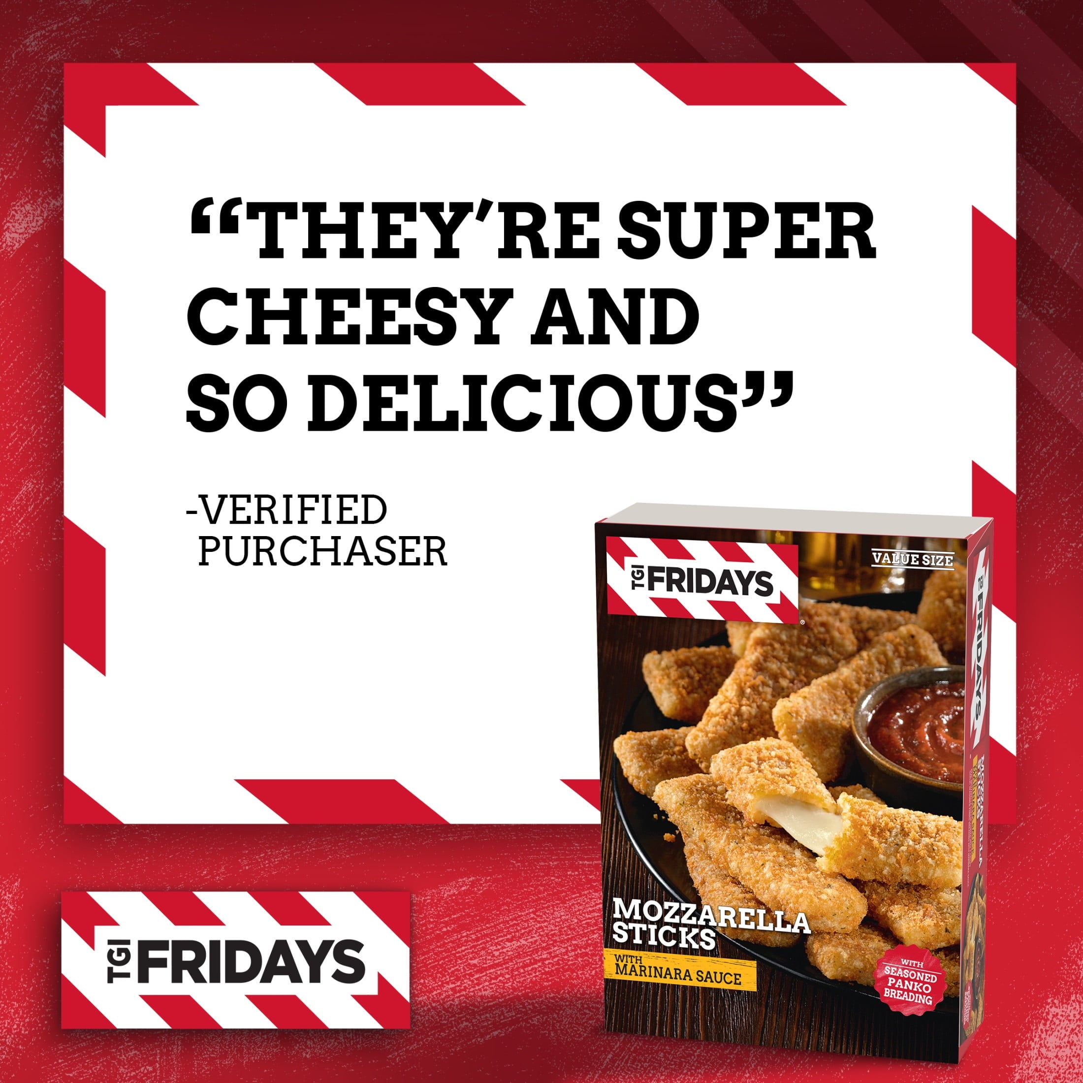 TGI Fridays Mozzarella Sticks Value Size Frozen Snacks with Marinara Sauce 30 Oz