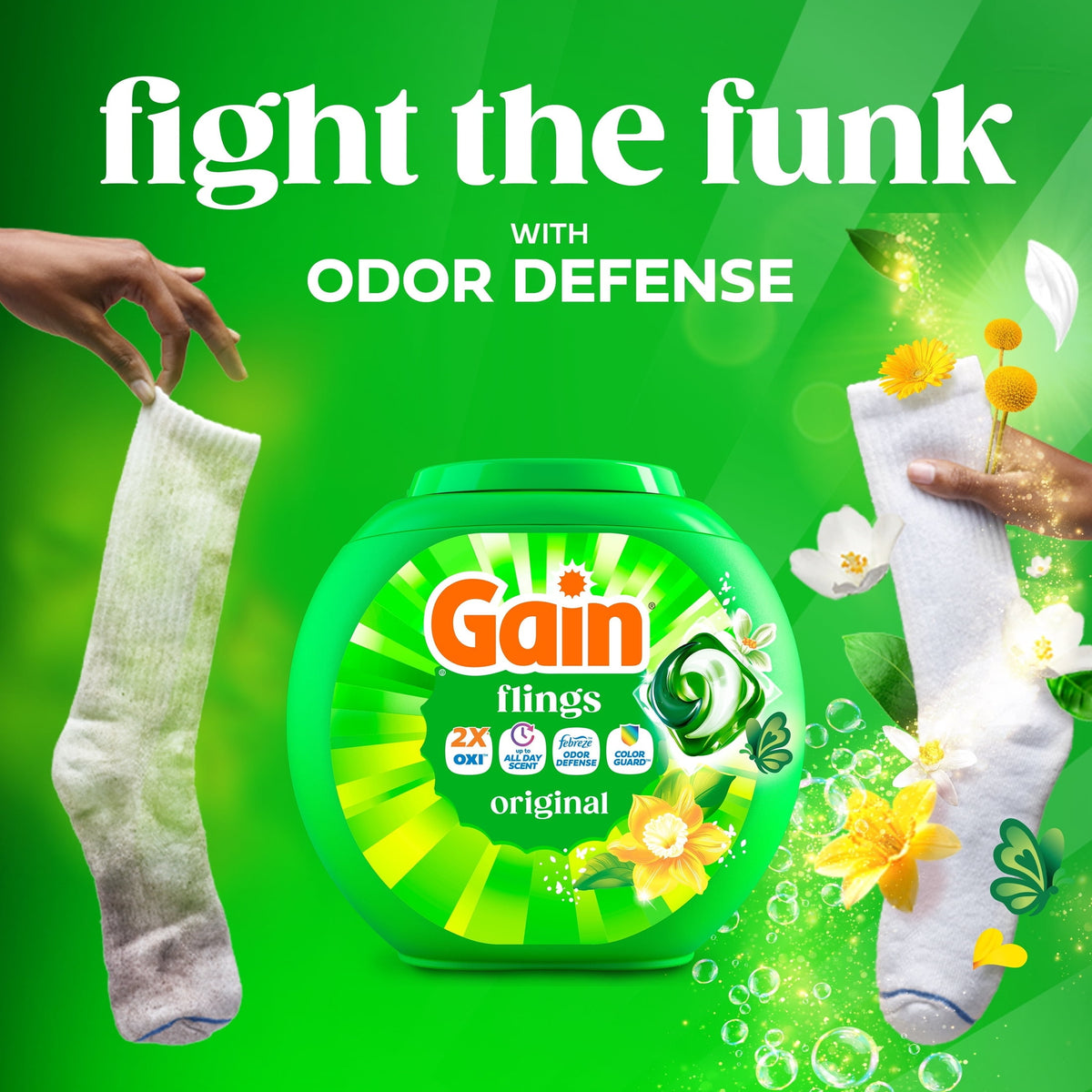 Gain Flings 4-in-1 Oxi Boost Febreze Laundry Detergent Pacs Original Scent 12 Count