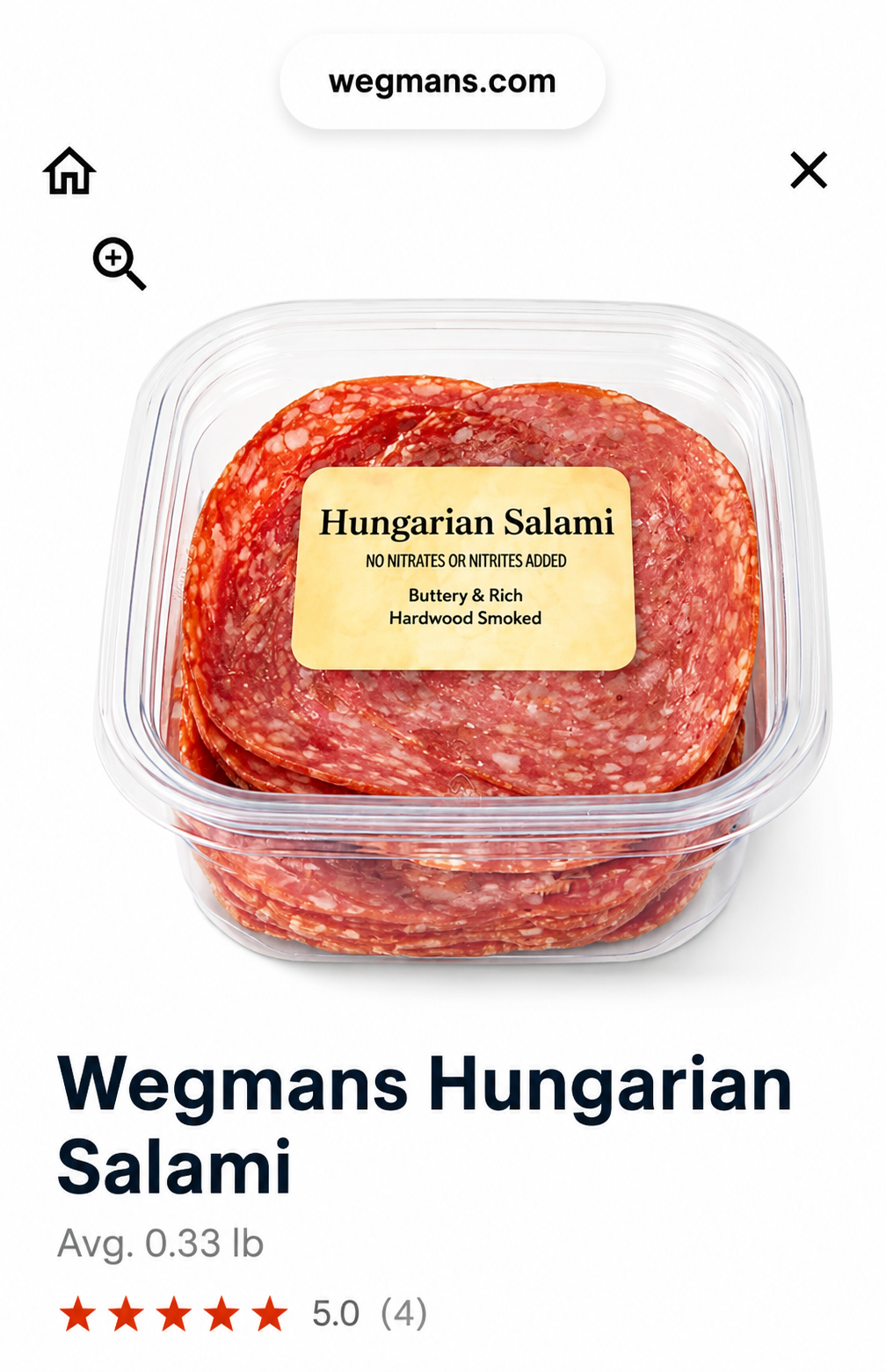 Wegmans Hungarian Salami-Avg. 0.33 lb Each