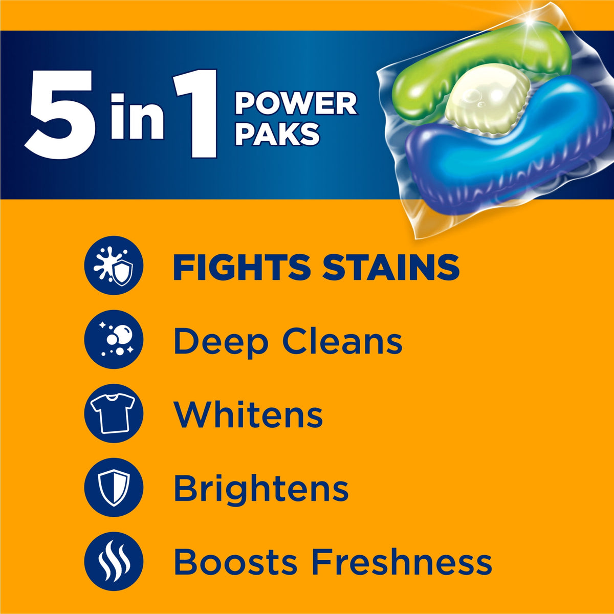 ARM & HAMMER Plus OxiClean 5-in-1 Laundry Detergent Power Paks Fresh Scent 72 Count