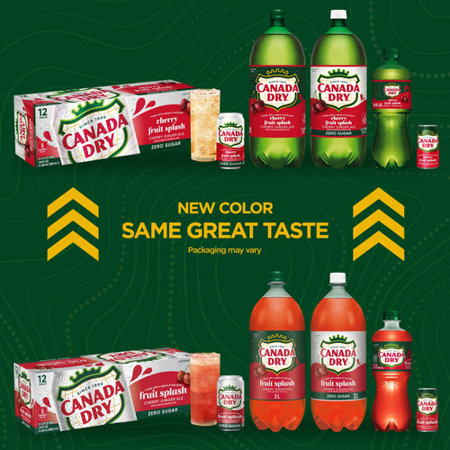 Canada Dry Caffeine Free Fruit Splash Cherry Ginger Ale Soda Pop Bottle 2 L