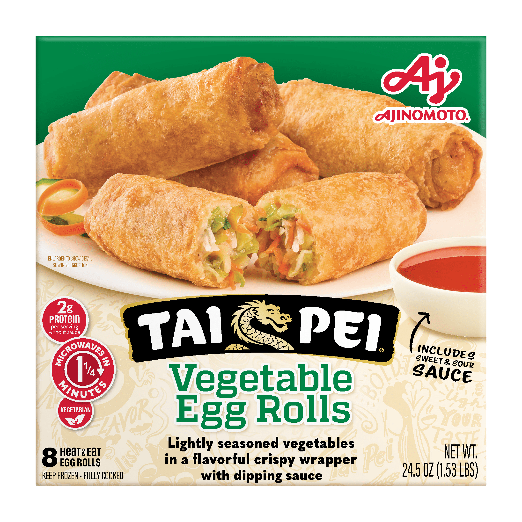 Tai Pei Vegetable Egg Rolls Frozen Asian Appetizer 24.5 Oz