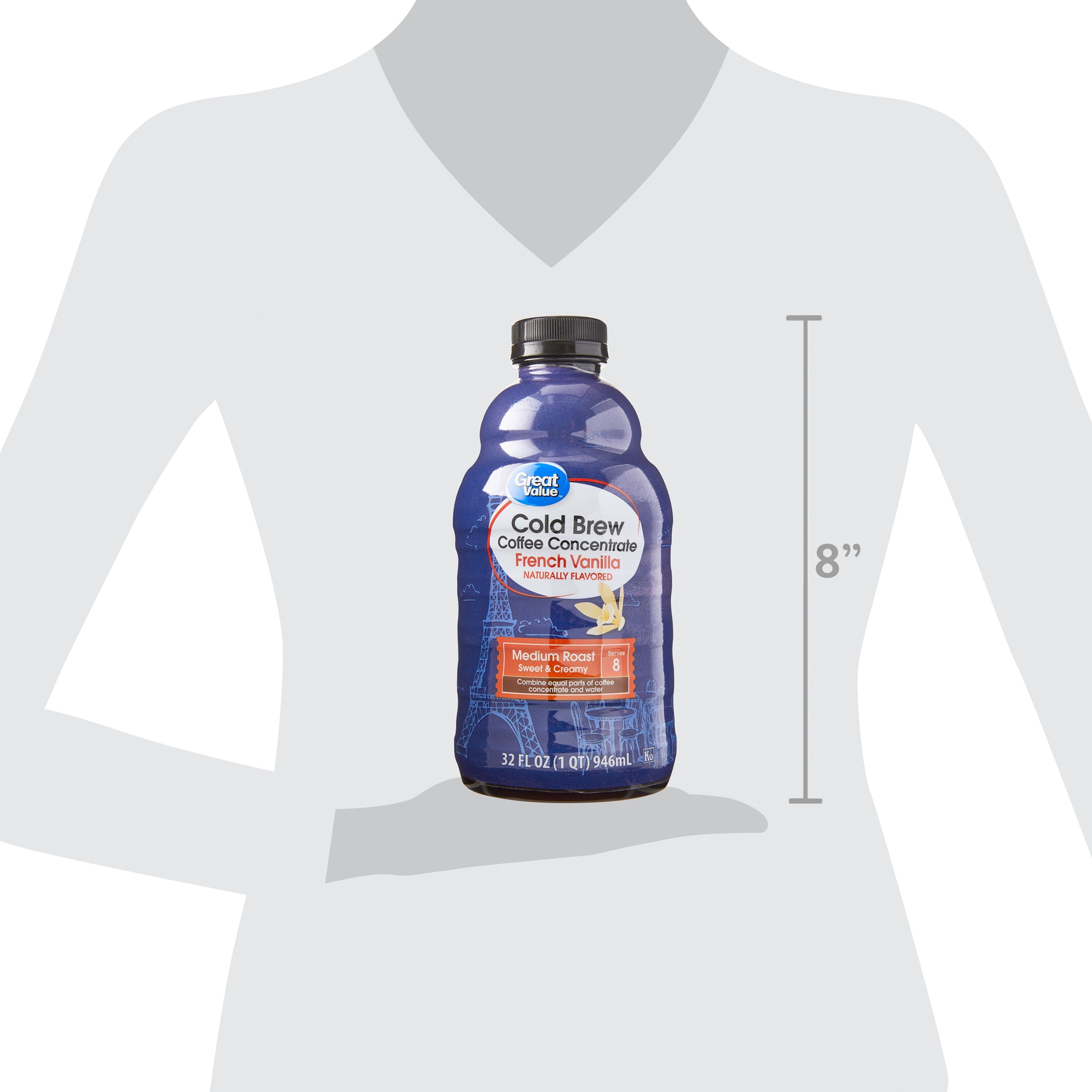 Great Value French Vanilla Cold Brew Coffee Concentrate 32 fl oz Bottle