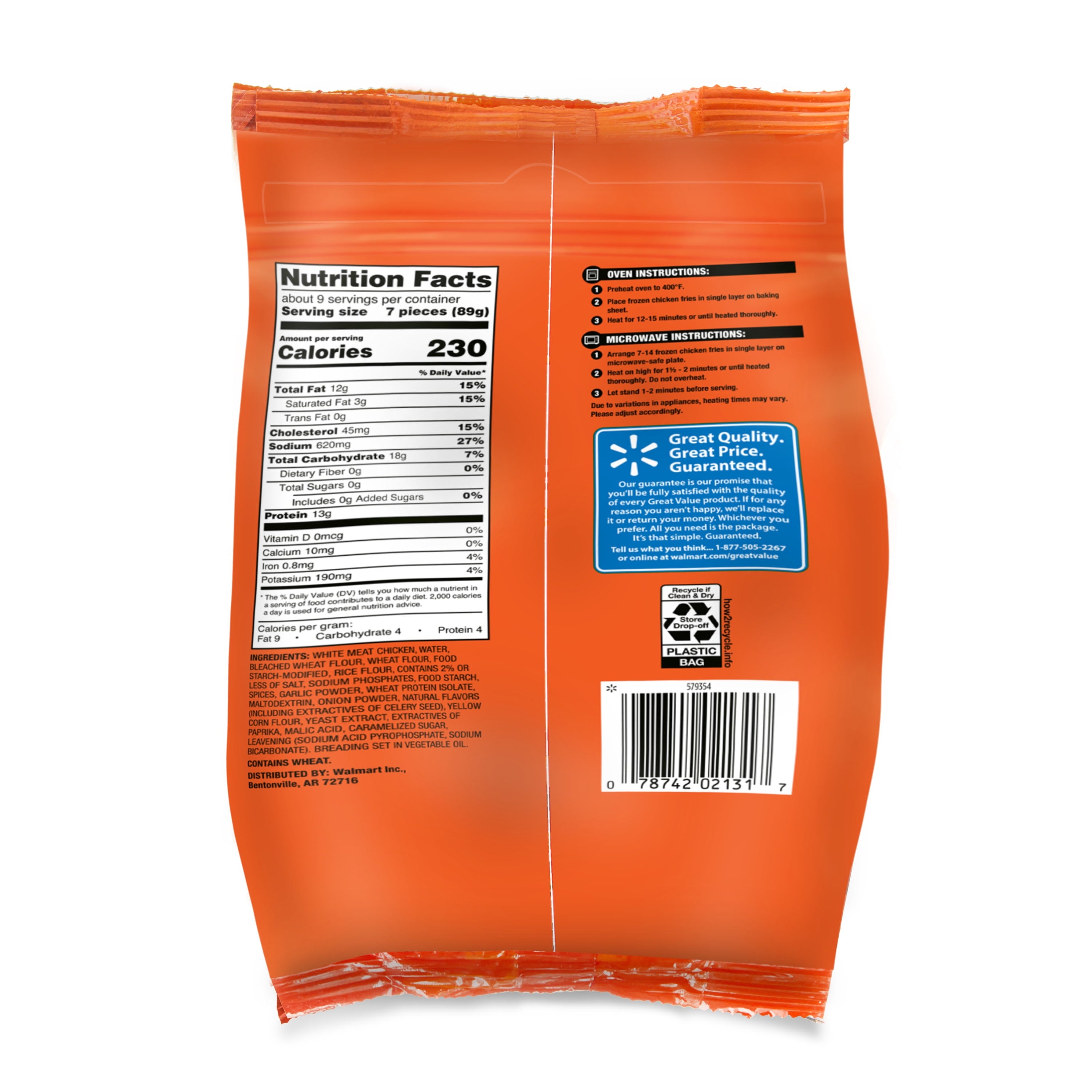 Great Value Homestyle Chicken Fries 27.5 Oz Frozen