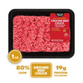 All Natural* 80% Lean/20% Fat Ground Beef Chuck, 1 lb Tray