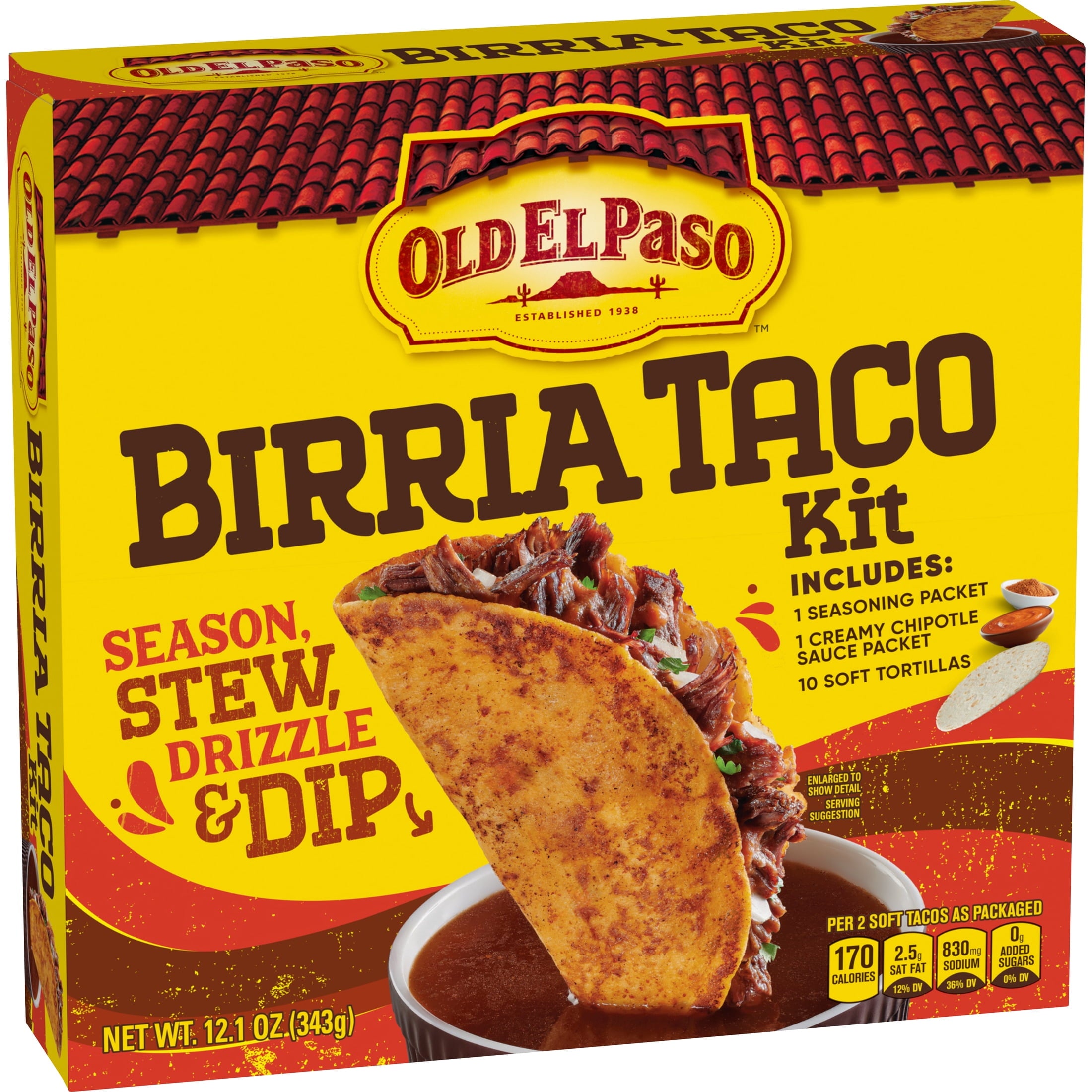 Birria Taco Kit Seasoning Sauce Soft Tortillas 12.1 Oz Old El Paso