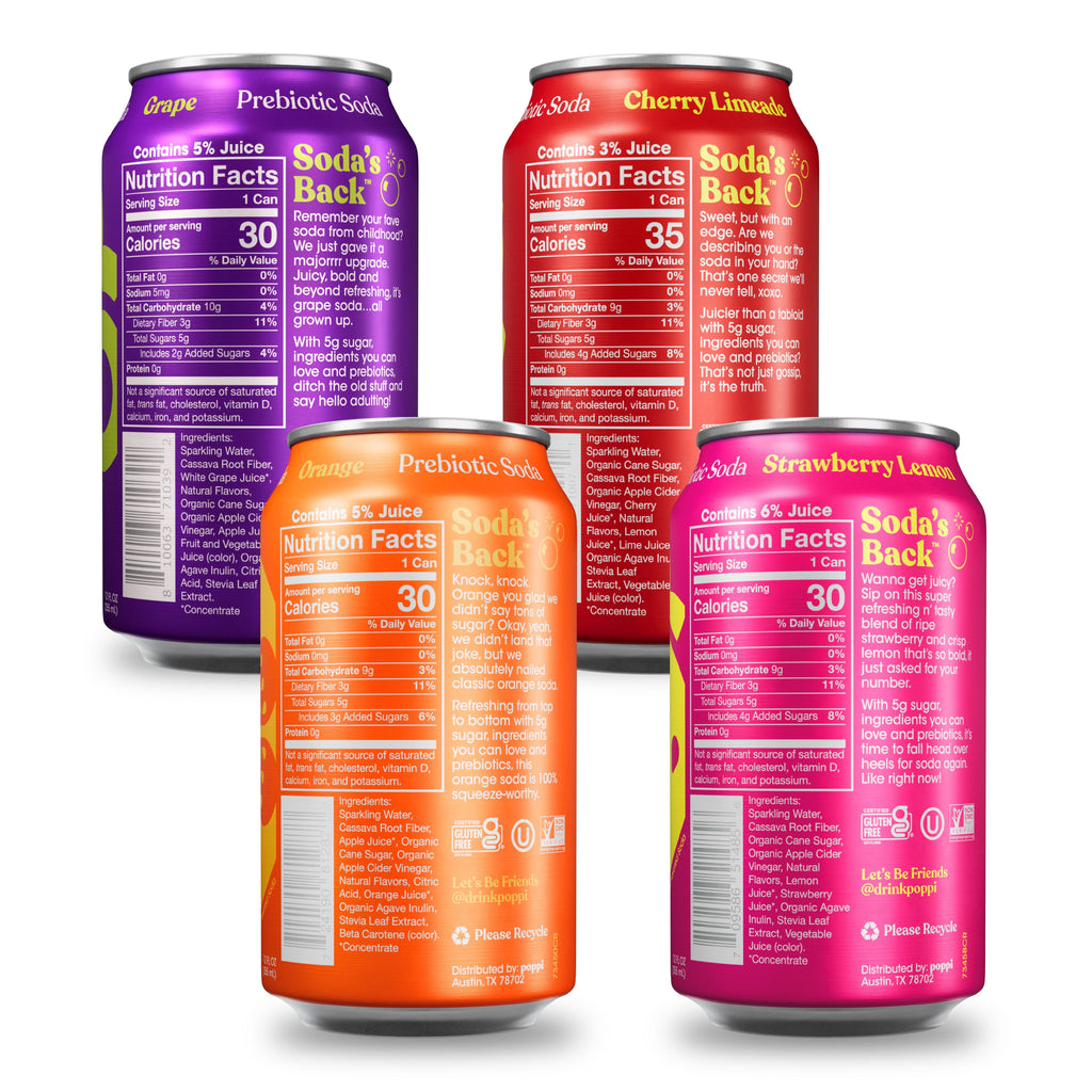 Poppi Soda Essentials Prebiotic Soda Variety Pack Cans 12 Fl Oz 8 Pack