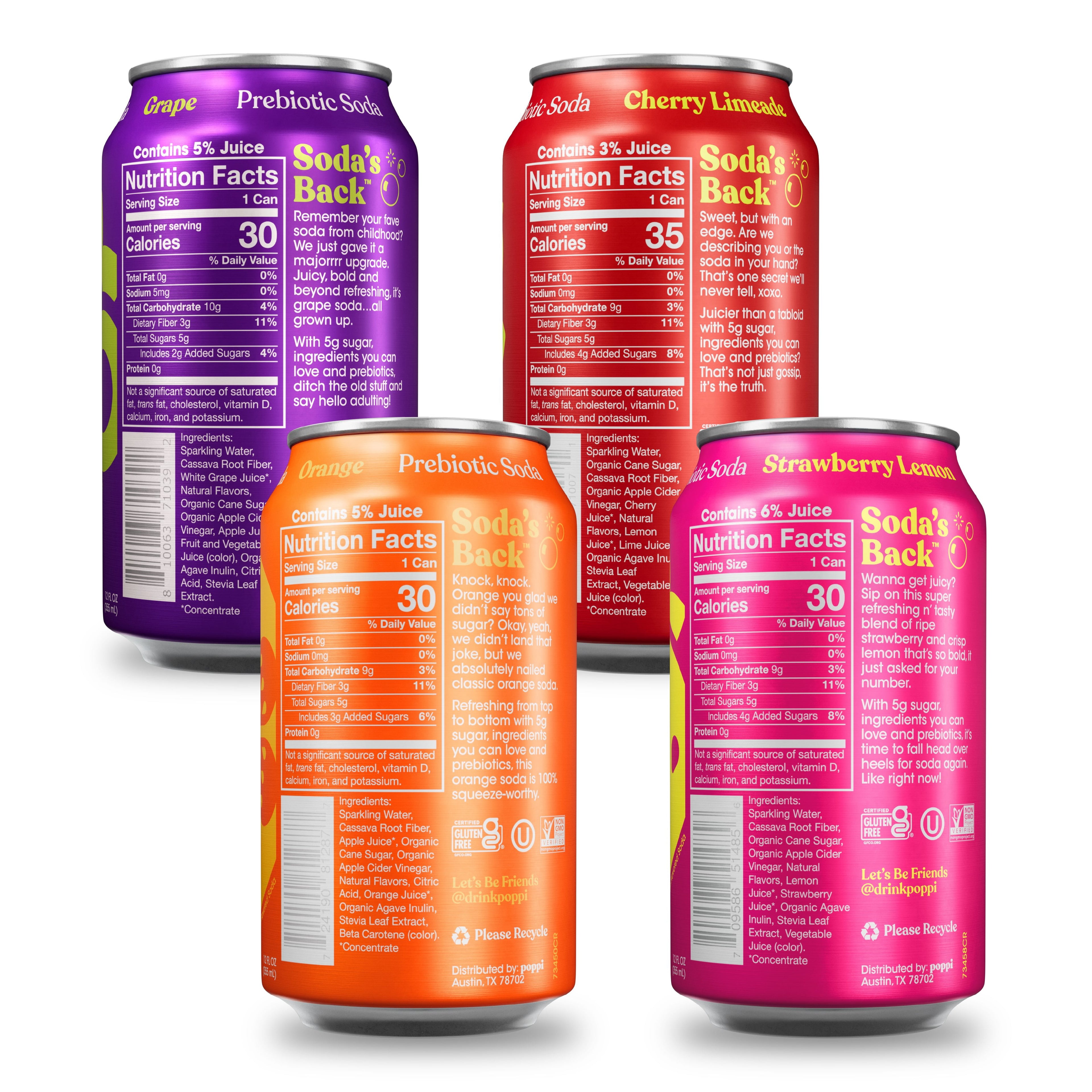 Poppi Soda Essentials Prebiotic Soda Variety Pack Cans 12 Fl Oz 8 Pack