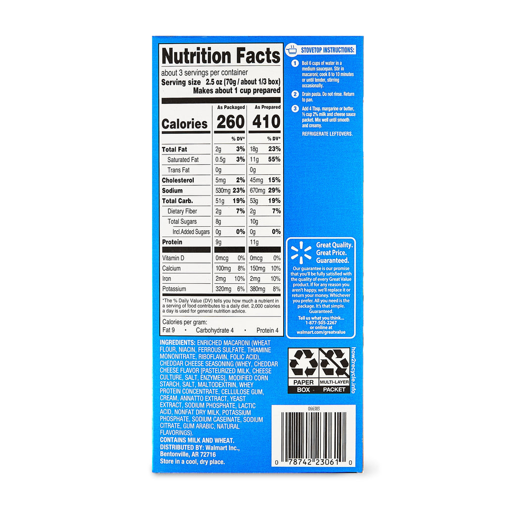 Great Value Thick & Creamy Macaroni And Cheese 7.25 Oz