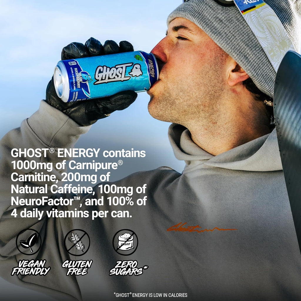 GHOST Energy Zero Sugars Energy Drink Blue Raspberry 16 fl oz Single Can
