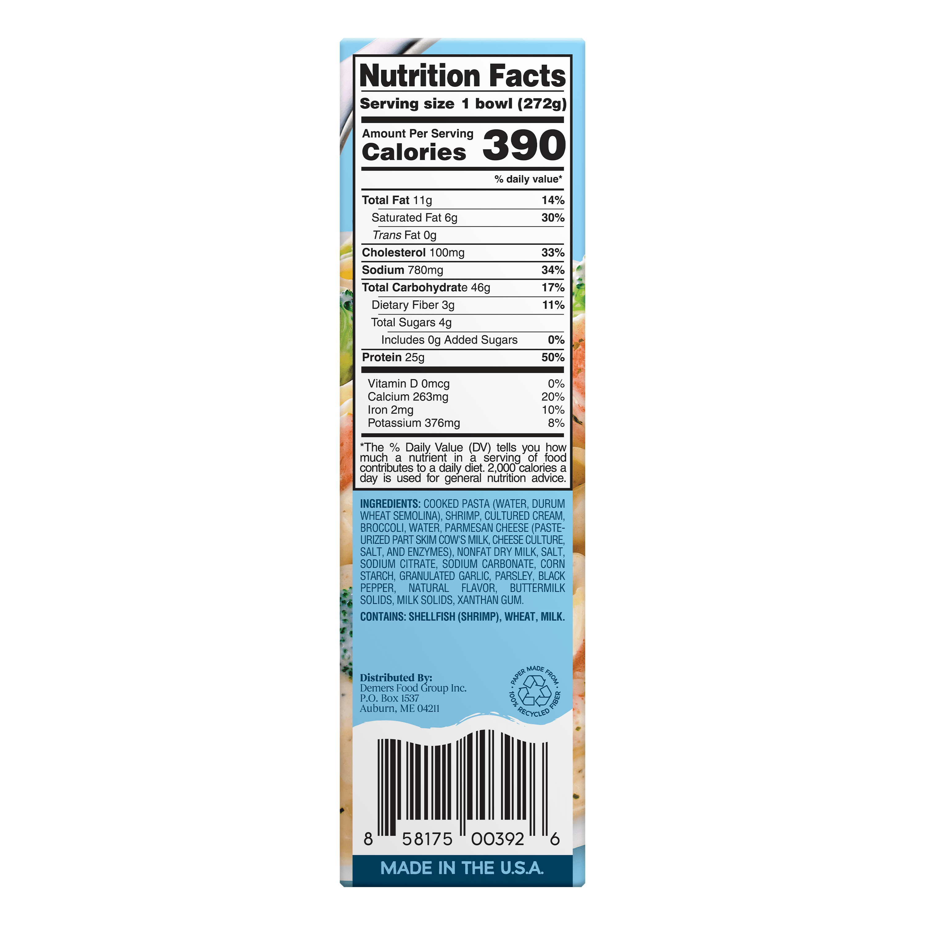 Scott & Jon's Shrimp Alfredo Pasta Frozen Meal 9.6 Oz