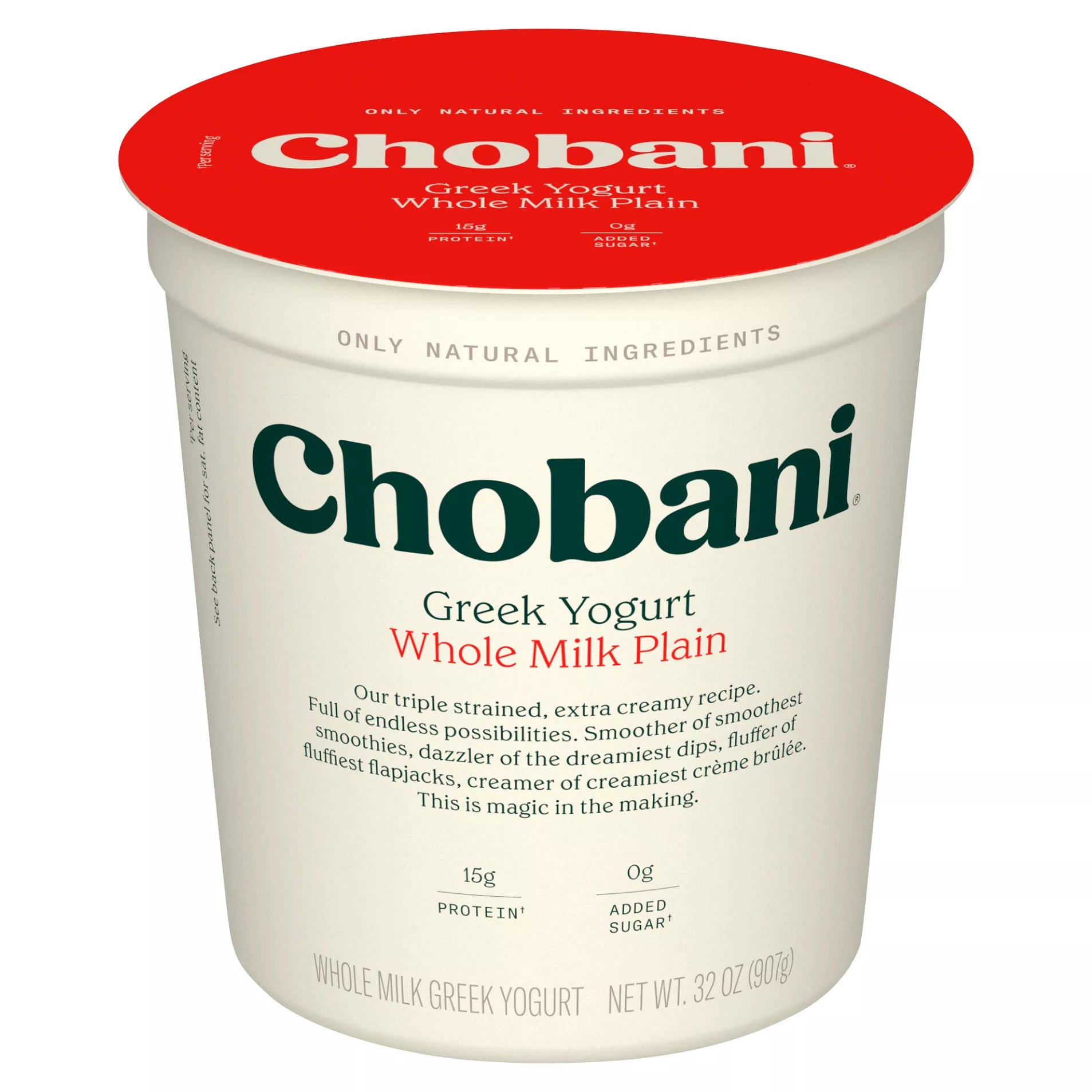 Chobani Whole Milk Plain Greek Yogurt Plain Whole Milk Greek Yogurt 32 ounce
