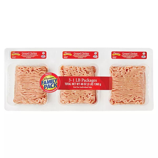 Wegmans Ground Chicken, Raised Without Antibiotics, 3 Pack, FAMILY PACK
48 ounce