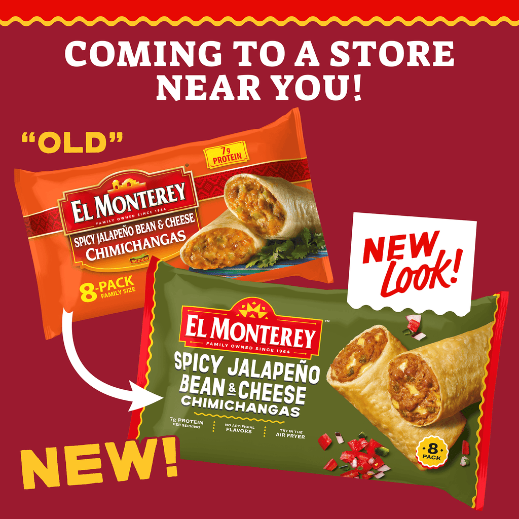El Monterey Spicy Jalapeno Bean & Cheese Chimichangas Frozen 30.4 Oz 8 Count