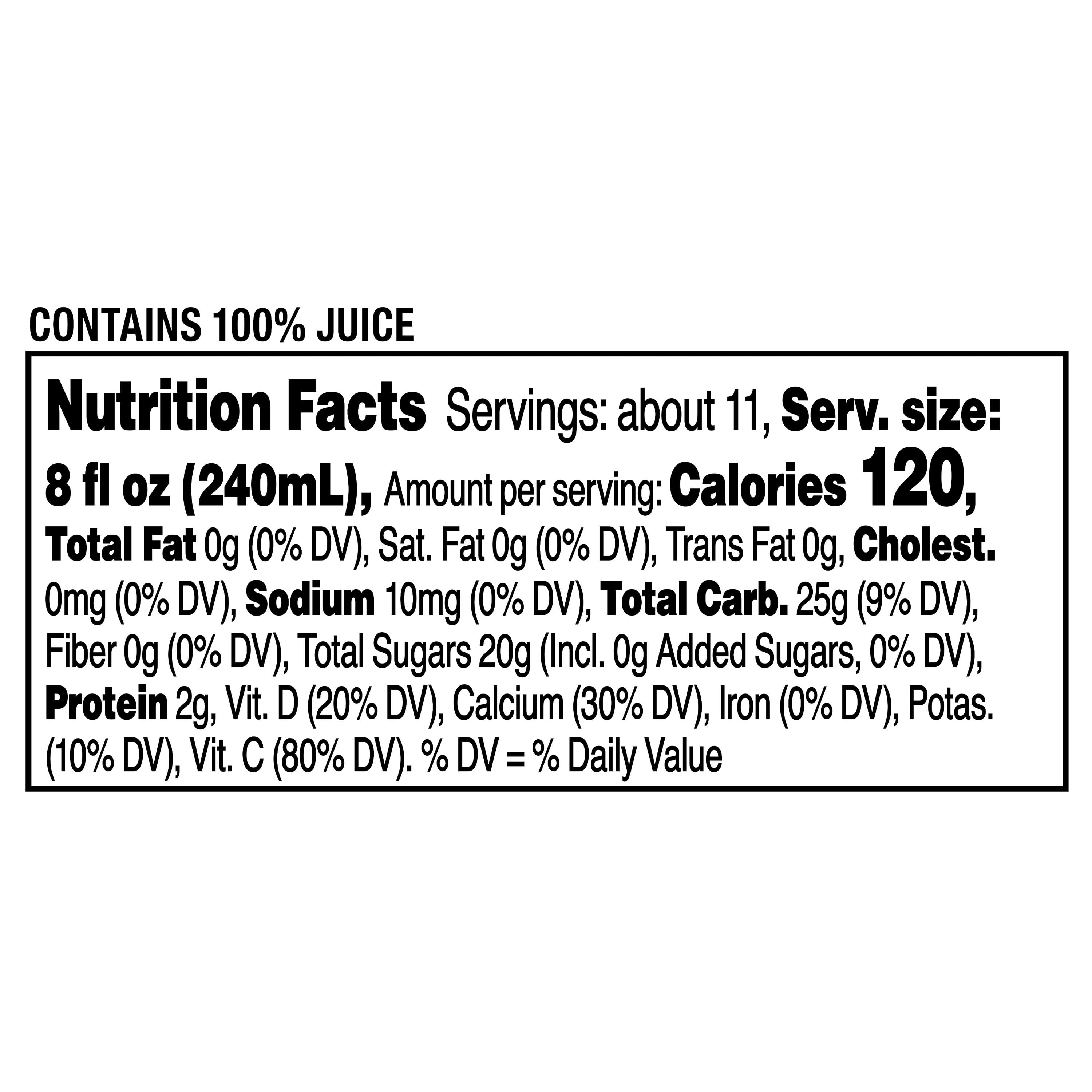 Great Value 100% Orange Juice From Concentrate No Pulp Calcium & Vitamin D 89 fl oz