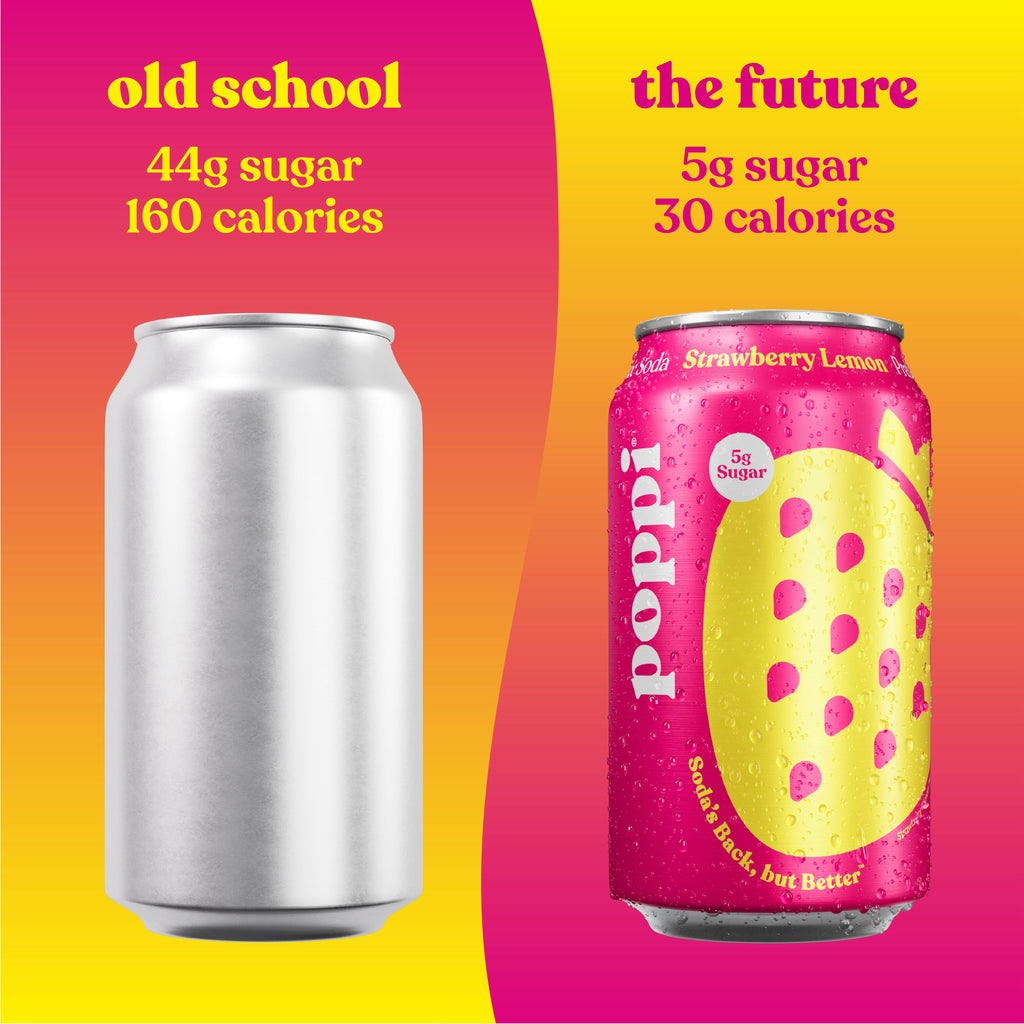 poppi Strawberry Lemon Prebiotic Soda Cans 12 Fl Oz 4 Pack
