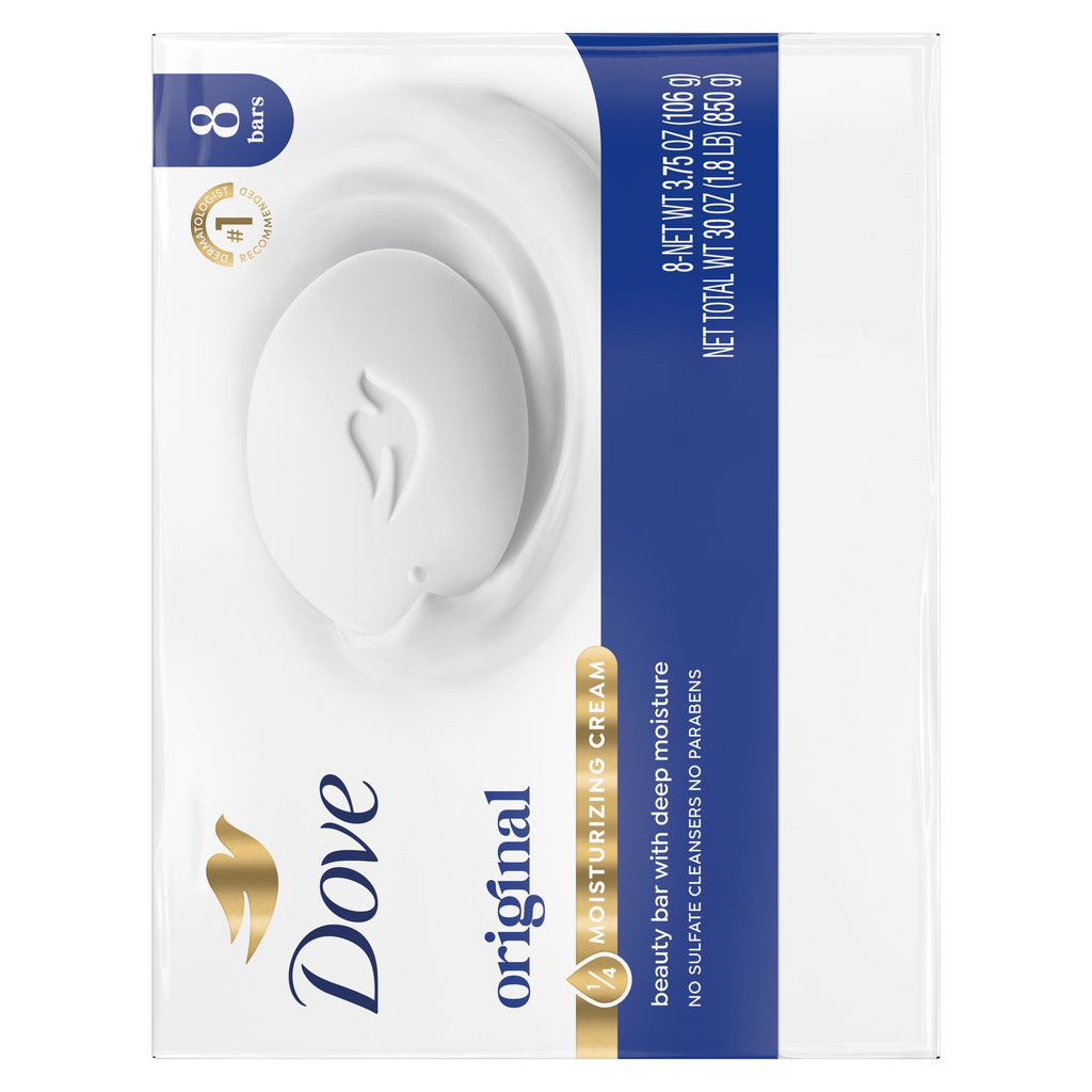 Dove Beauty Bar Soap Original Moisturizing Cleanser 3.75 oz 8 Bars