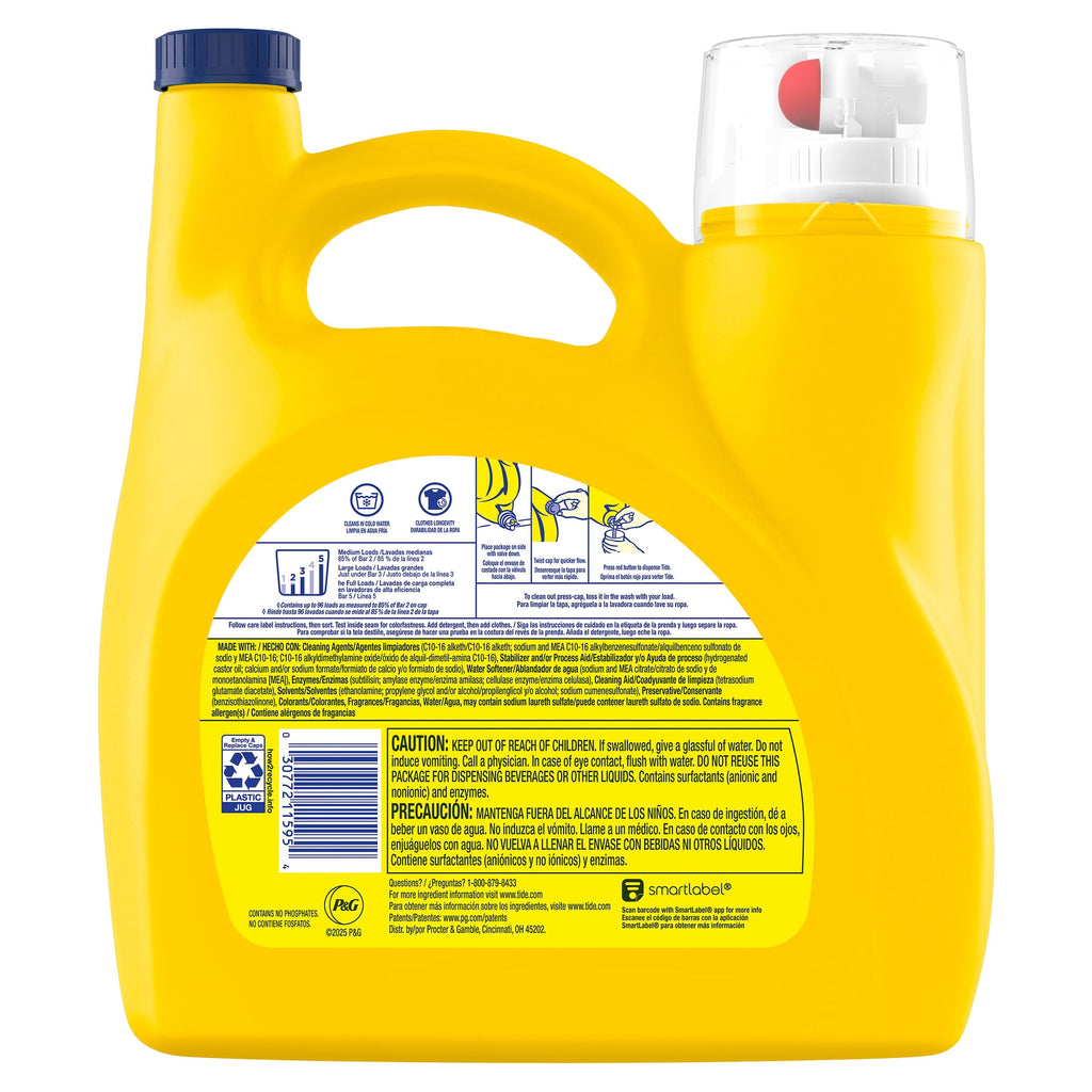 Tide Simply Oxi Boost Plus Febreze Odor Defense Liquid Laundry Detergent Sunny Breeze 129 fl oz 96 Loads