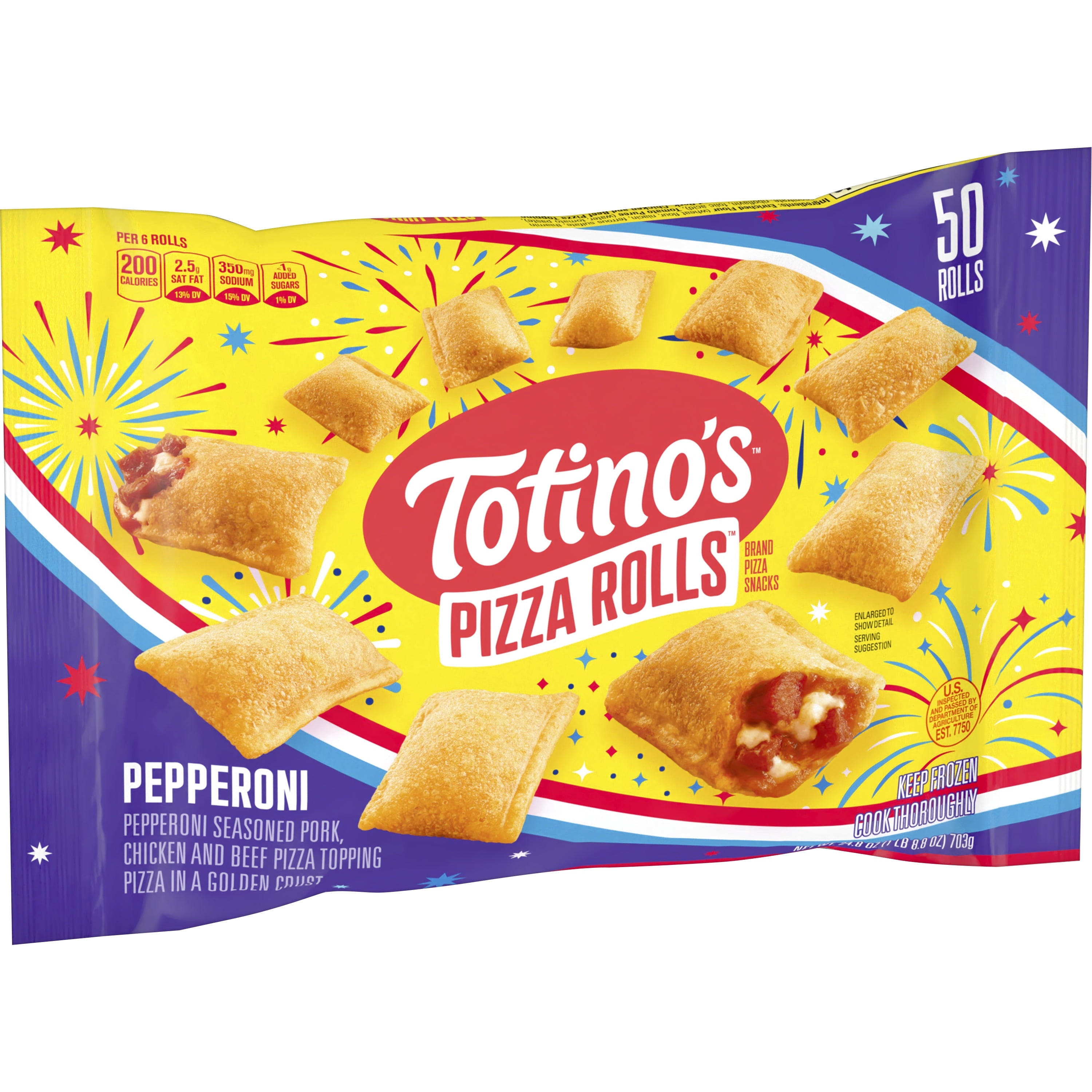 Totino's Pepperoni Pizza Rolls Snacks Frozen 24.8 Oz 50 Count