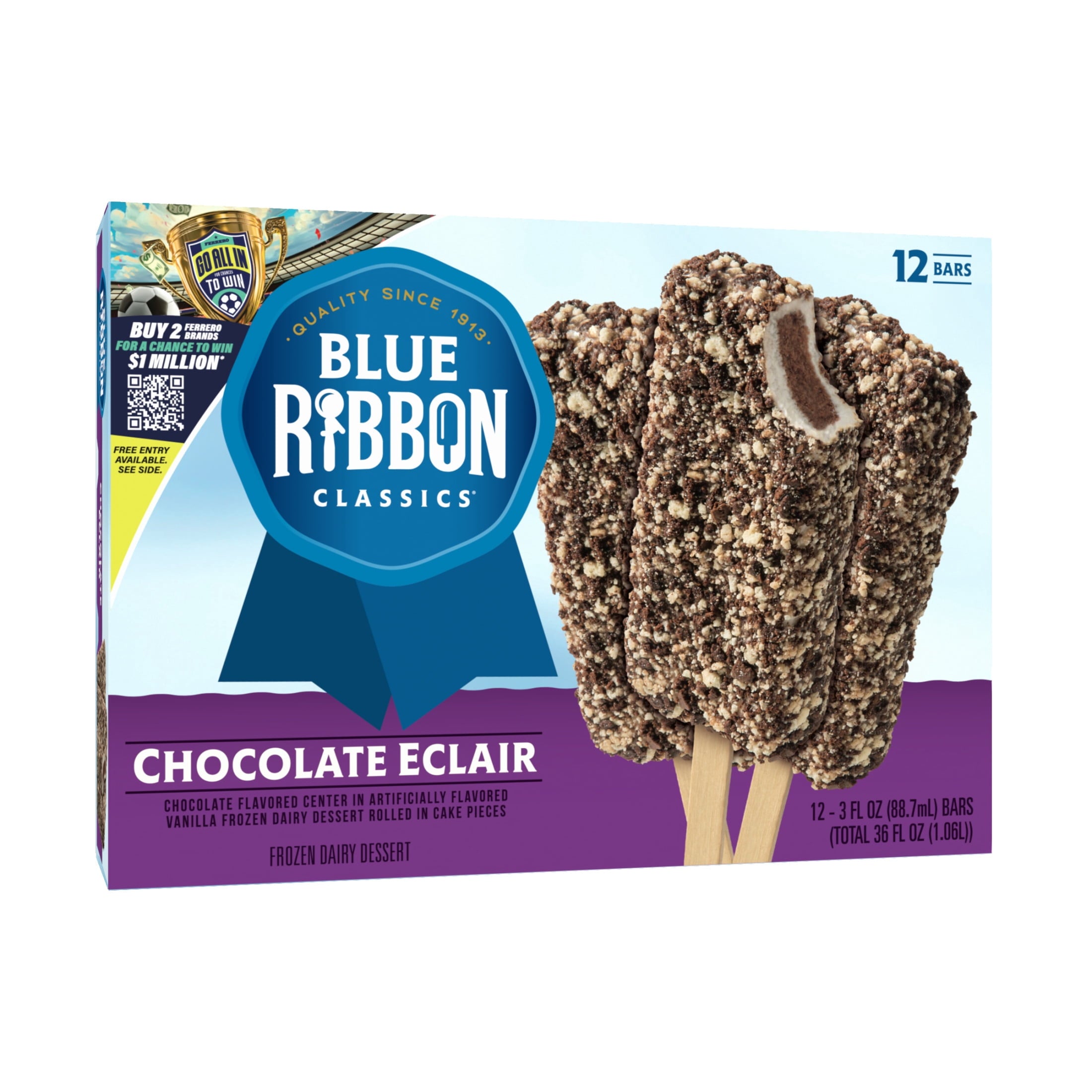 Blue Ribbon Classics Chocolate Eclair Frozen Dessert Bars 12 Count 36 Fl Oz