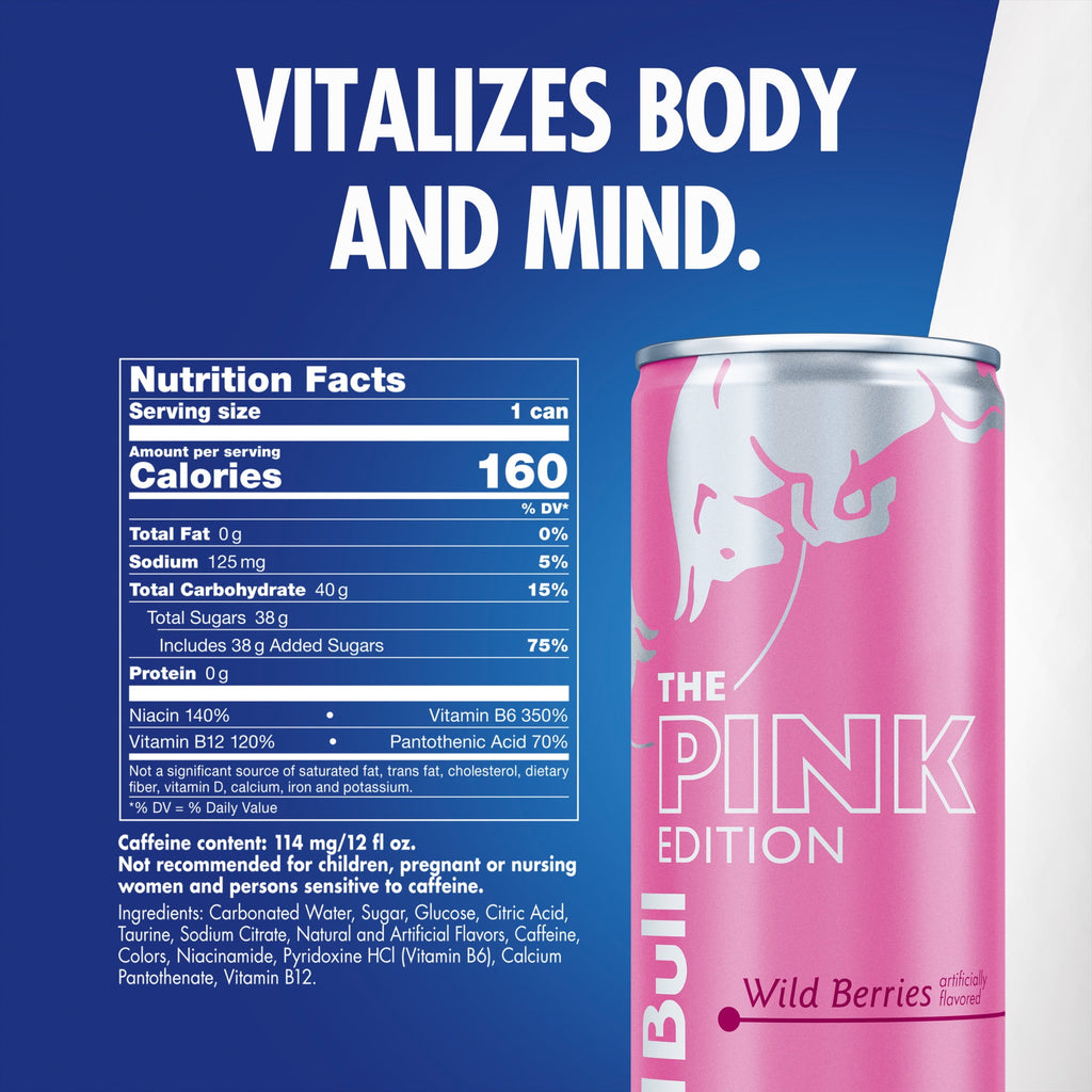 Red Bull Pink Edition Wild Berries Energy Drink 12 fl oz 4 Pack Cans